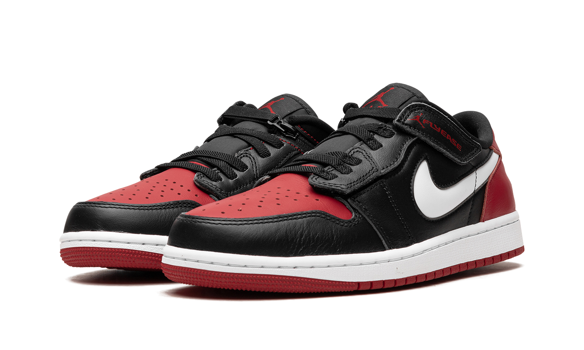 jordan 1 low flyease black white gym red+DM1206-066+diagnol left view