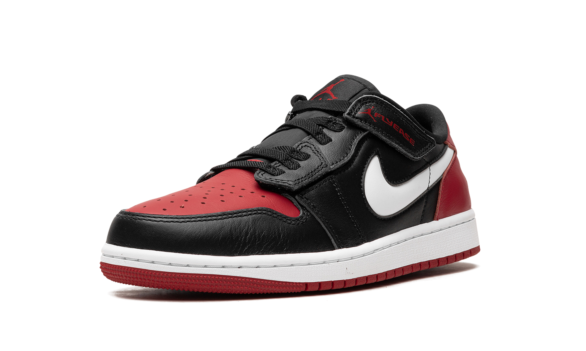 jordan 1 low flyease black white gym red+DM1206-066+left diagnol single view