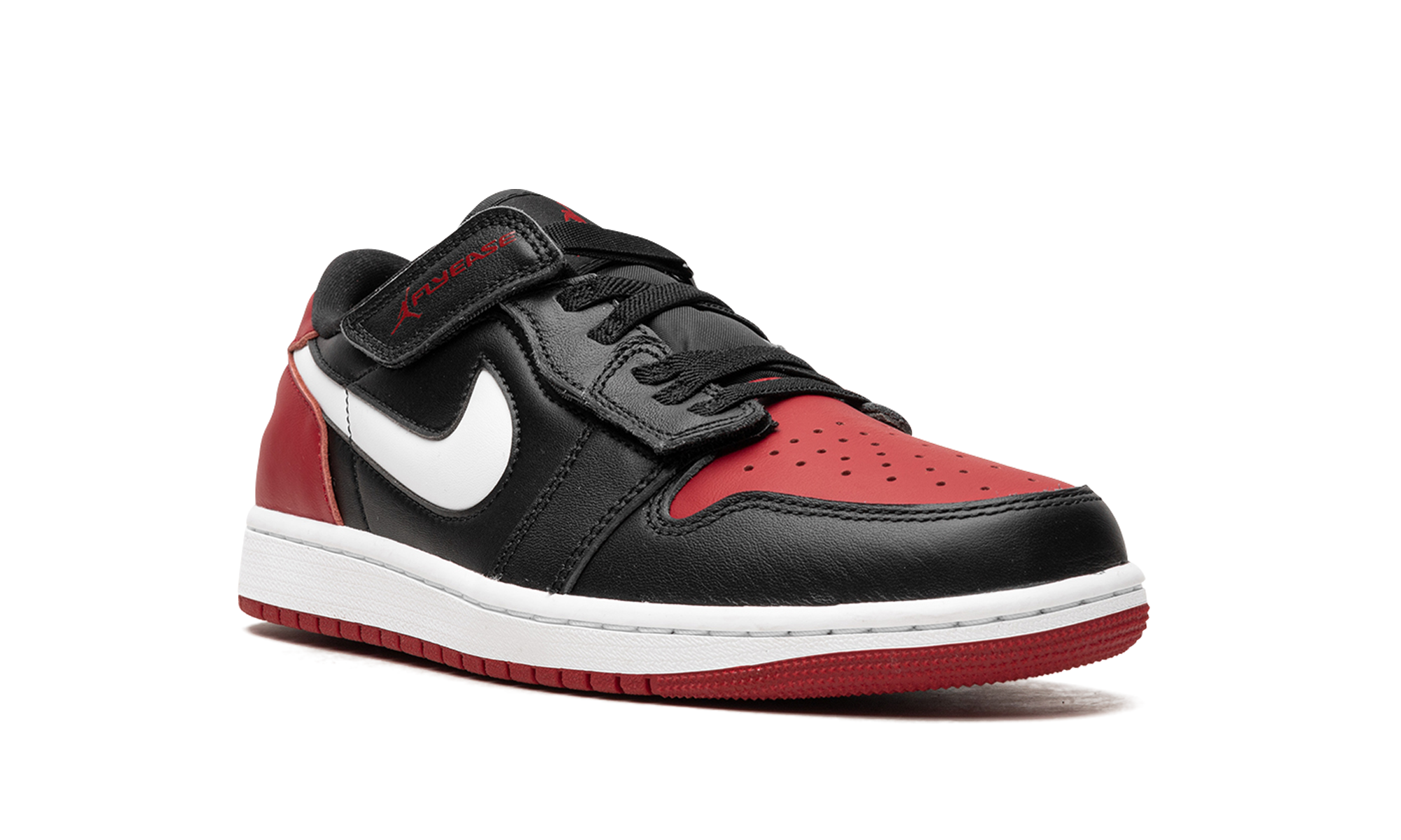 jordan 1 low flyease black white gym red+DM1206-066+diagnol right view