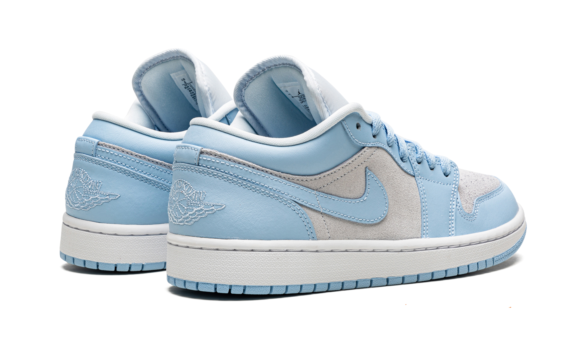 jordan 1 low football grey aluminum women s+DC0774-050+diagnol right behind view