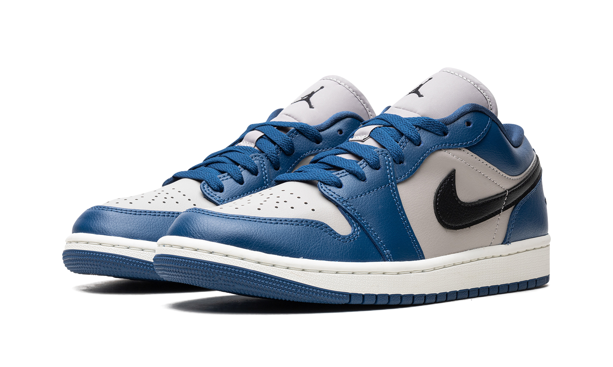 jordan 1 low french blue college grey women s+DC0774-402+diagnol left view