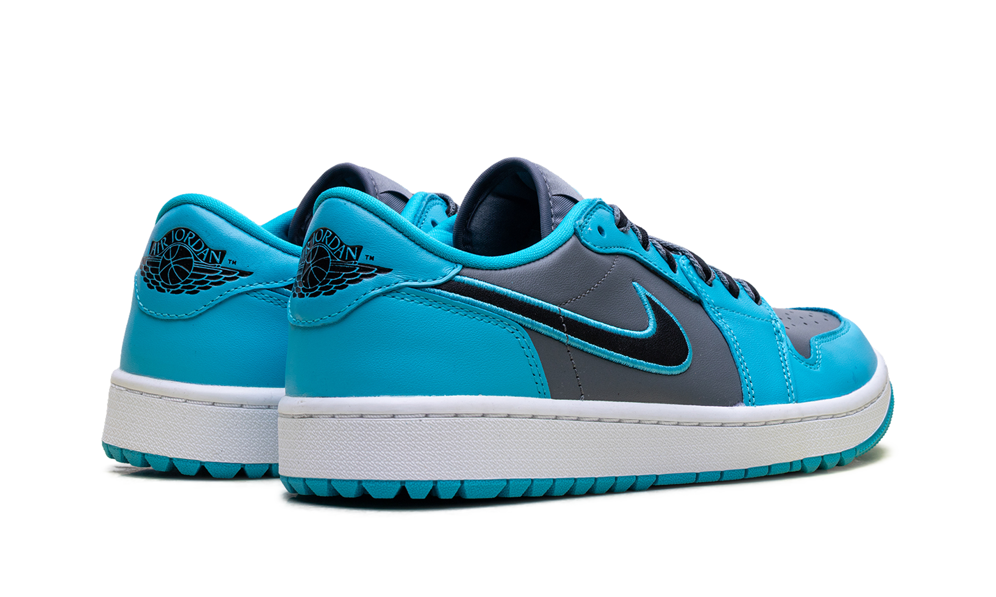 jordan 1 low golf cool grey gamma blue+FZ3248-001+diagnol right behind view