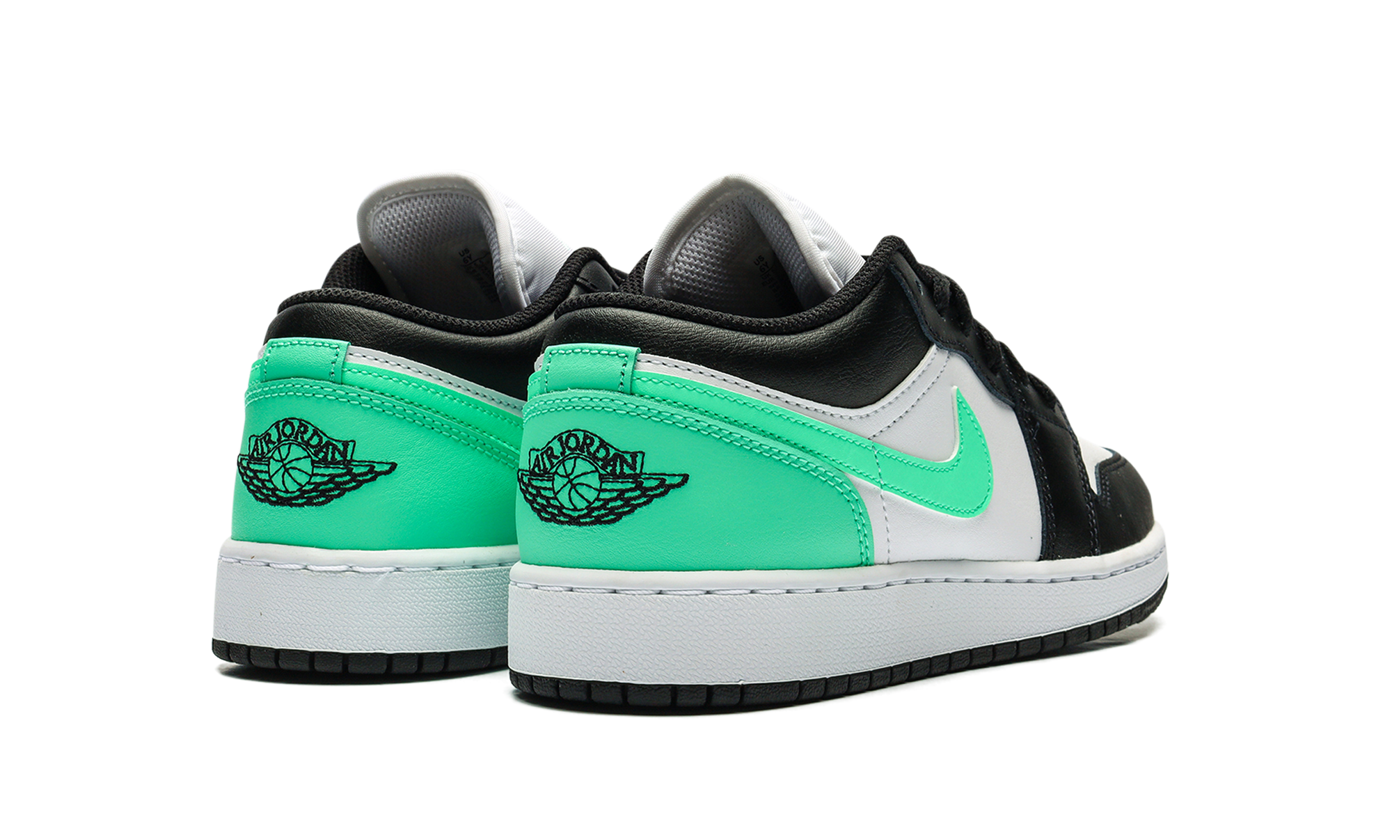 jordan 1 low green glow gs+553560-131+diagnol right behind view