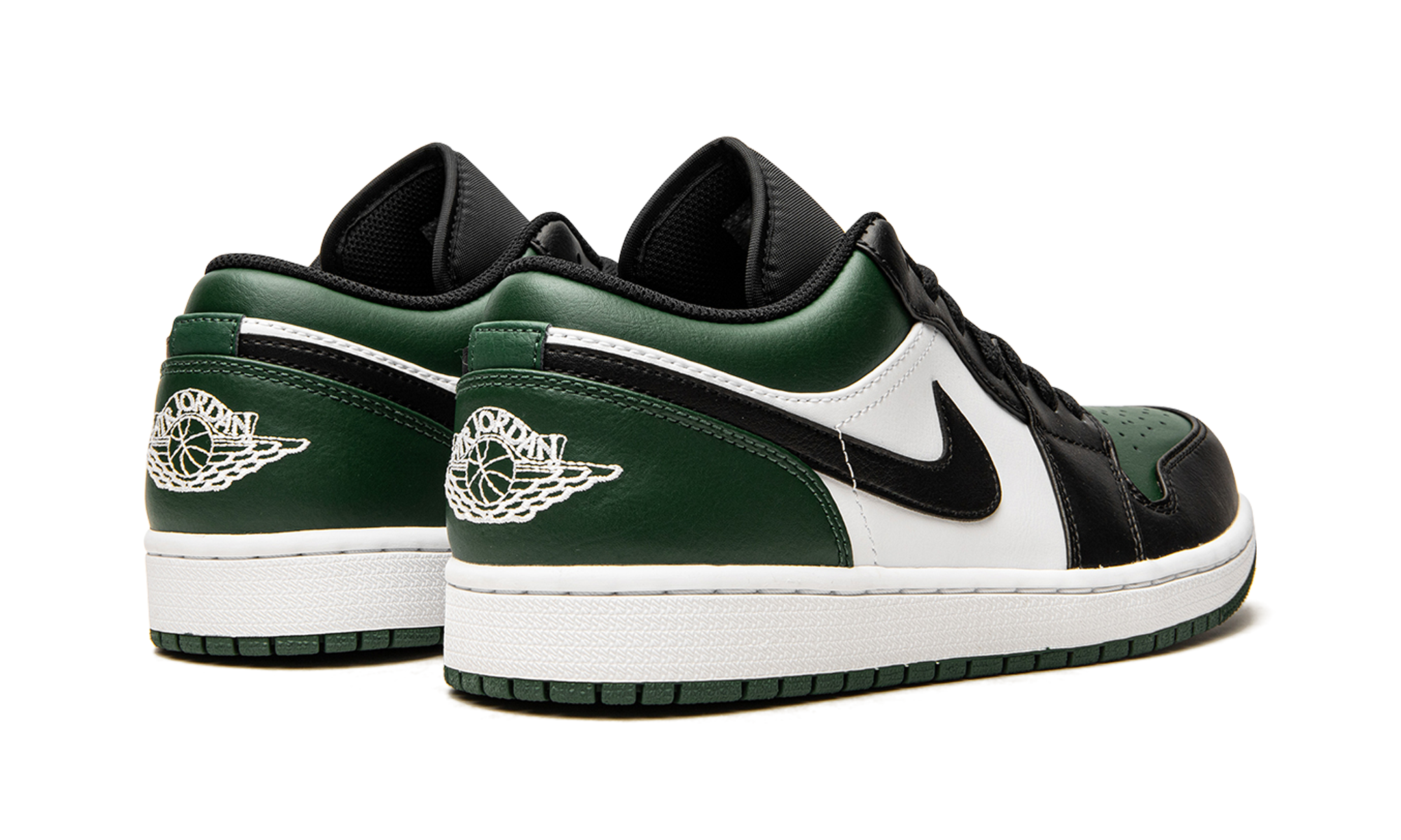 jordan 1 low green toe+553558-371+diagnol right behind view