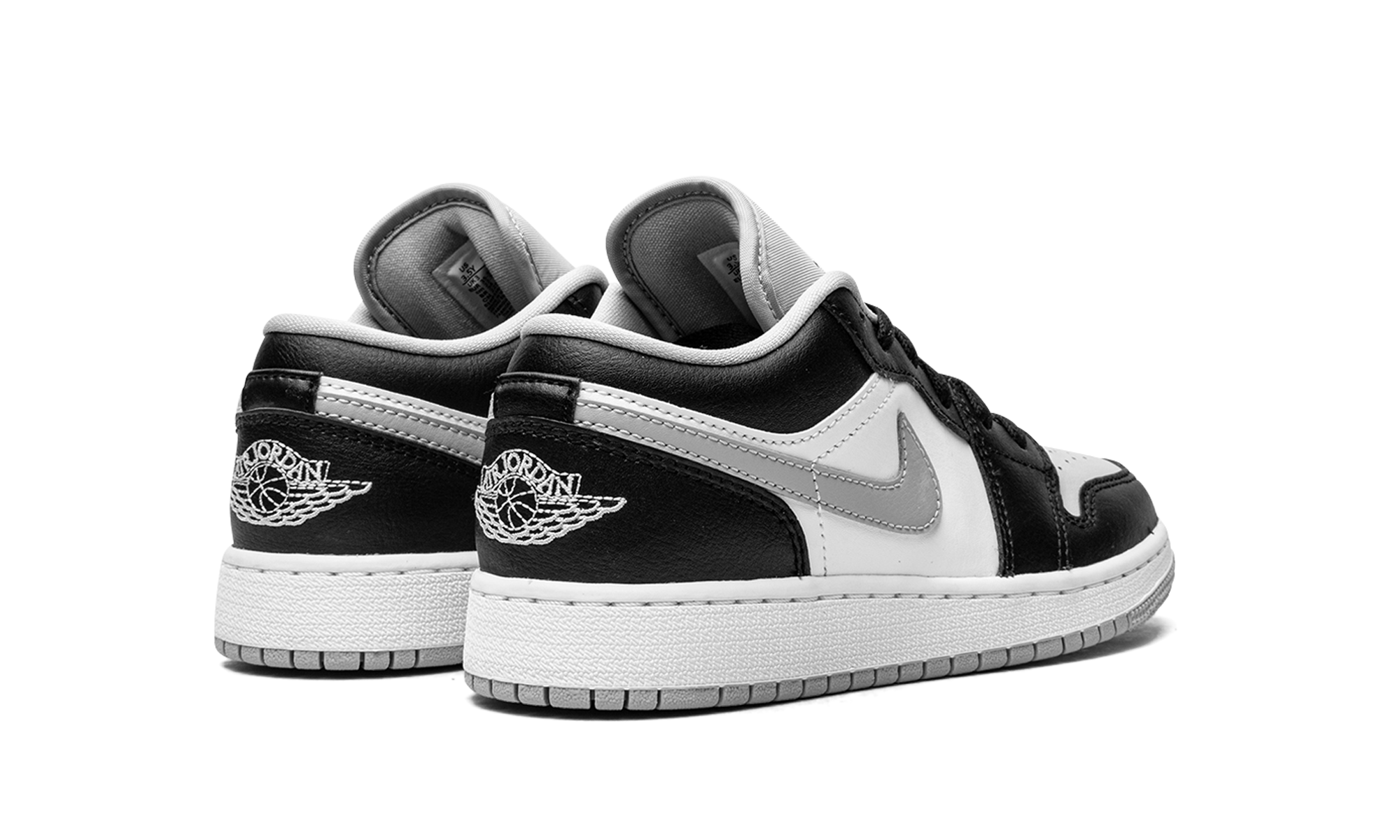 jordan 1 low grey toe gs+553560-039+diagnol right behind view