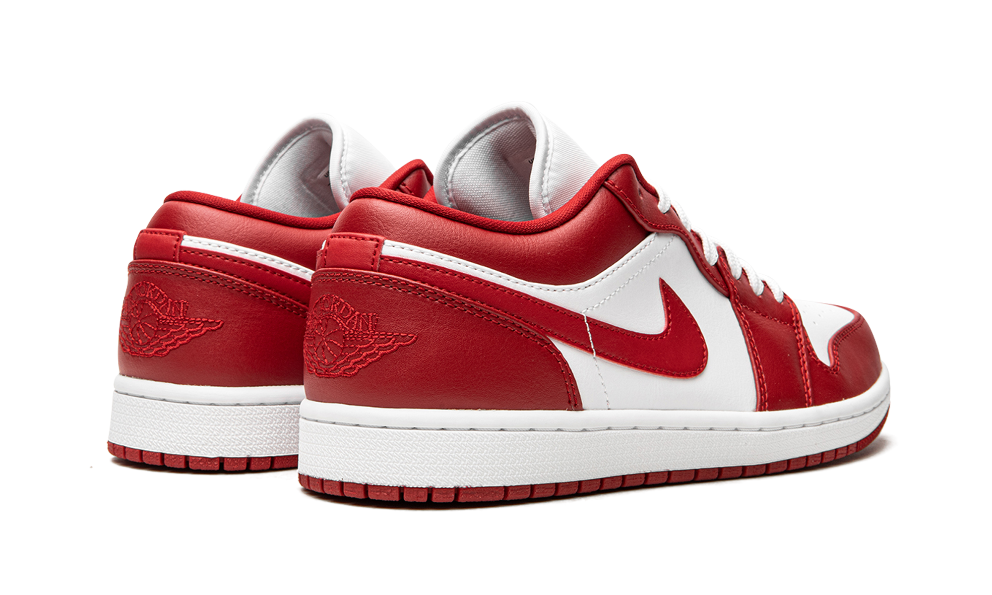 jordan 1 low gym red white+553558-611+diagnol right behind view