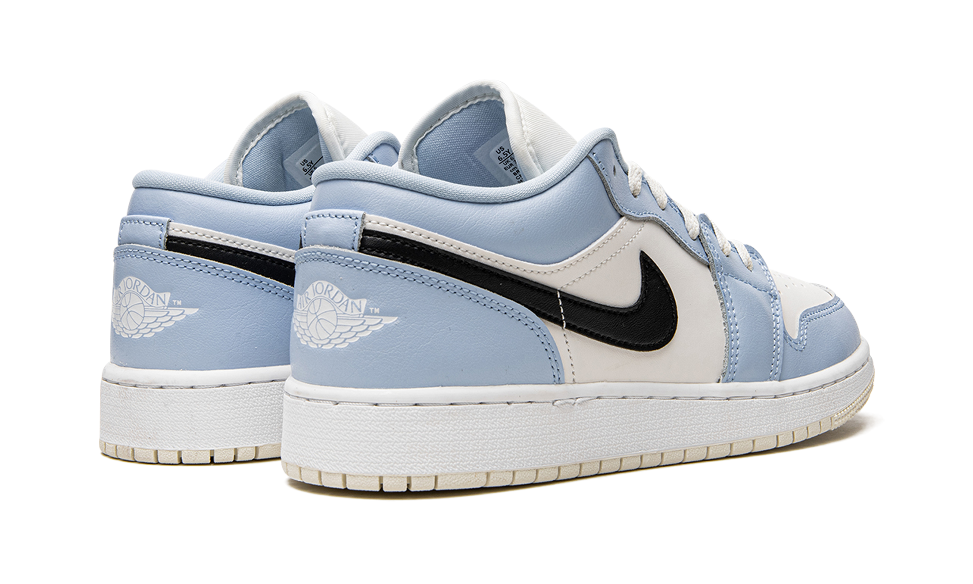 jordan 1 low ice blue black gs+554723-401+diagnol right behind view
