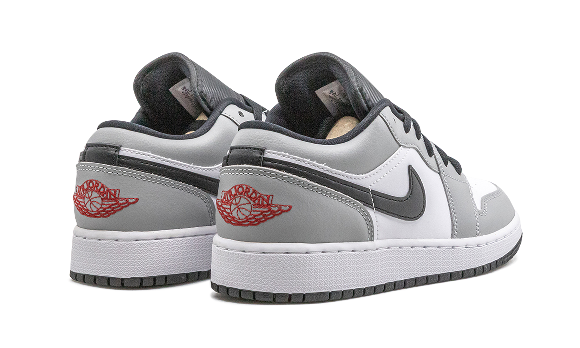 jordan 1 low light smoke grey gs+553560-030+diagnol right behind view
