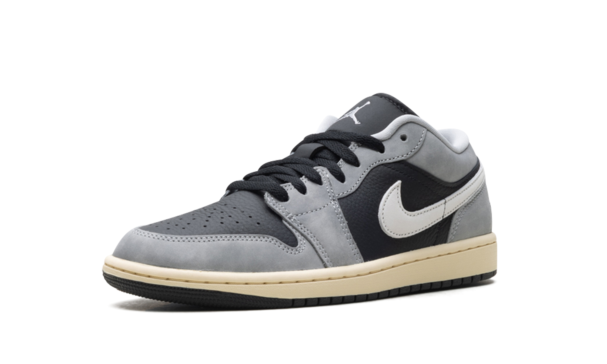 jordan 1 low light smoke grey off noir+HQ2010-012+left diagnol single view