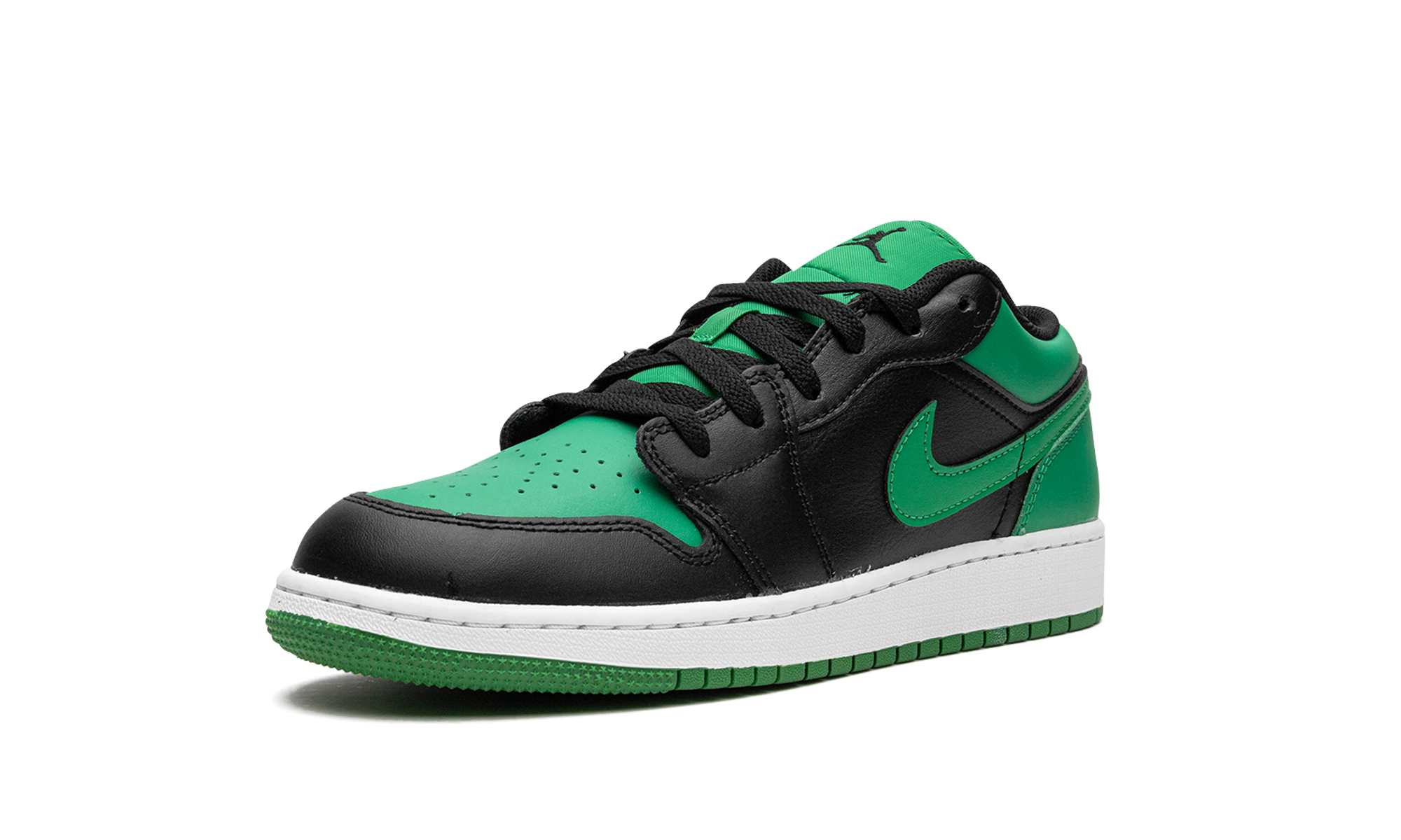 jordan 1 low lucky green gs+553560-065+left diagnol single view