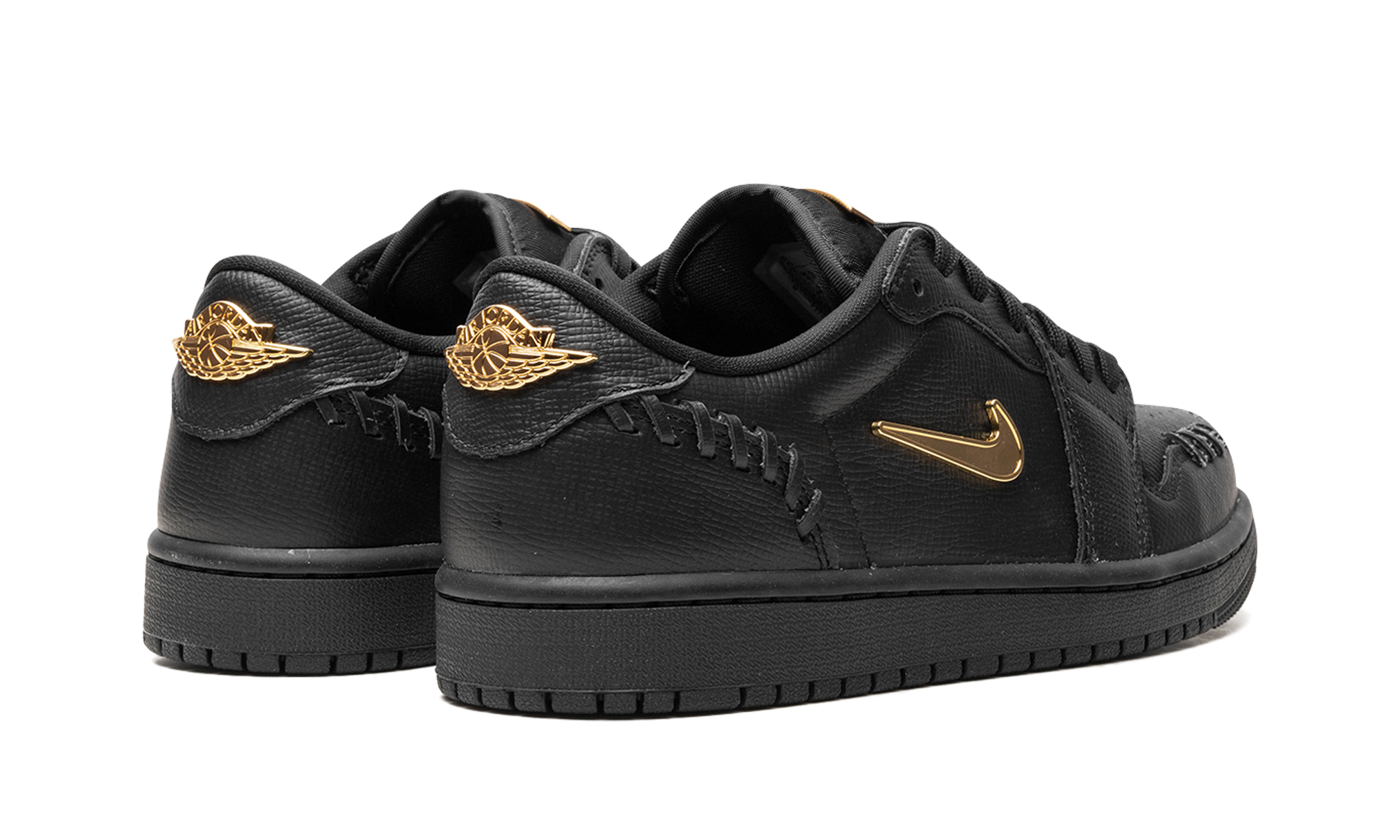jordan 1 low method of make black metallic gold women s+FN5032-007+diagnol right behind view
