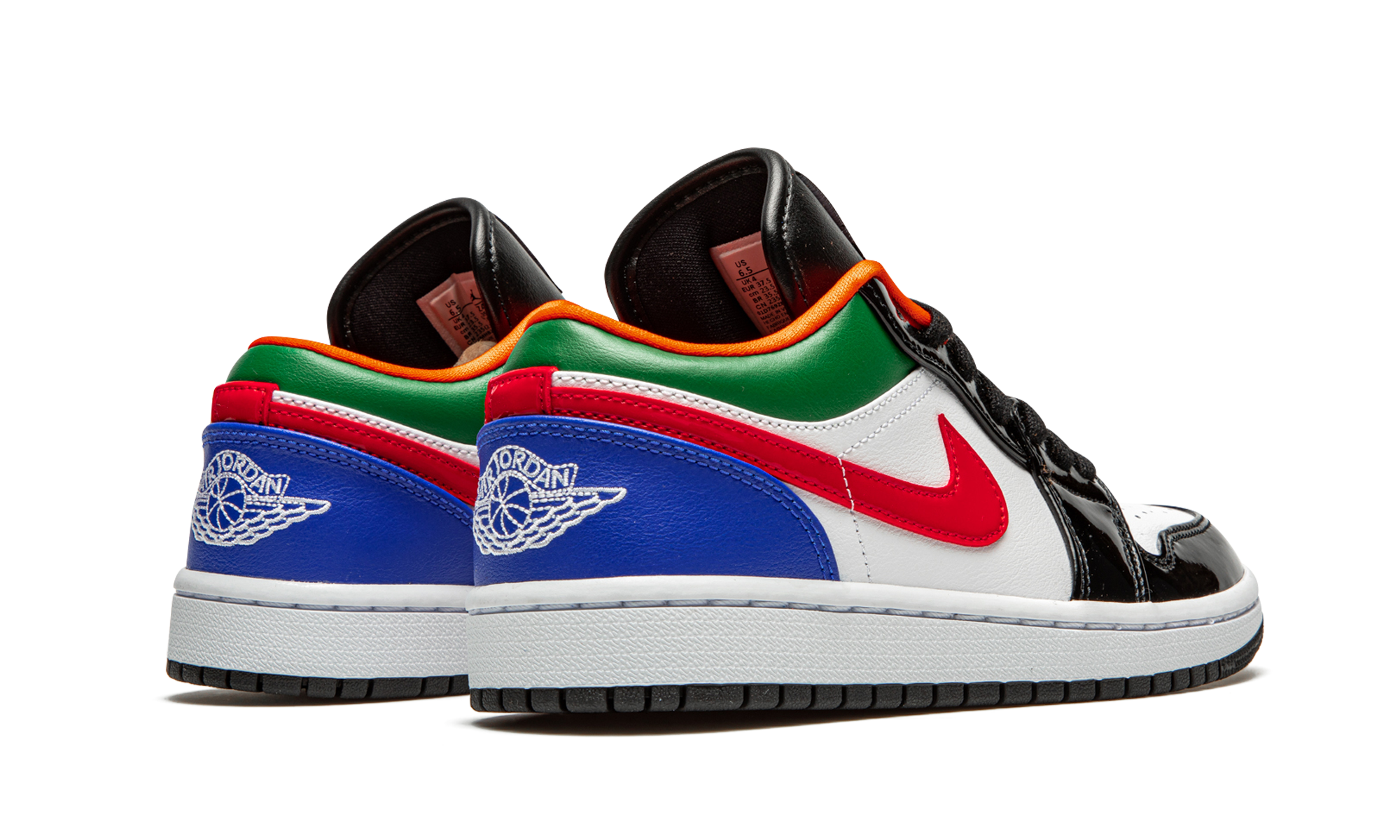 jordan 1 low multi color black toe women s+CZ4776-101+diagnol right behind view