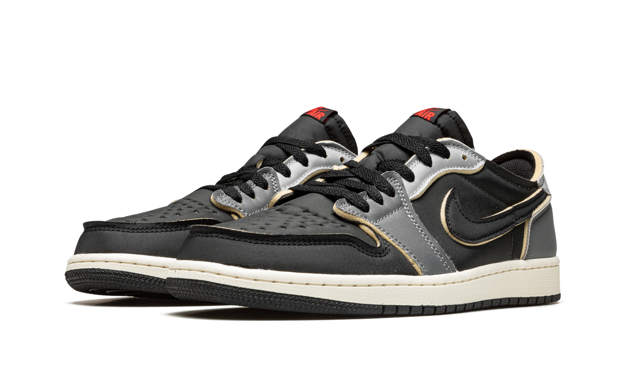 jordan 1 low og ex black smoke grey+DV0982-006+diagnol left view