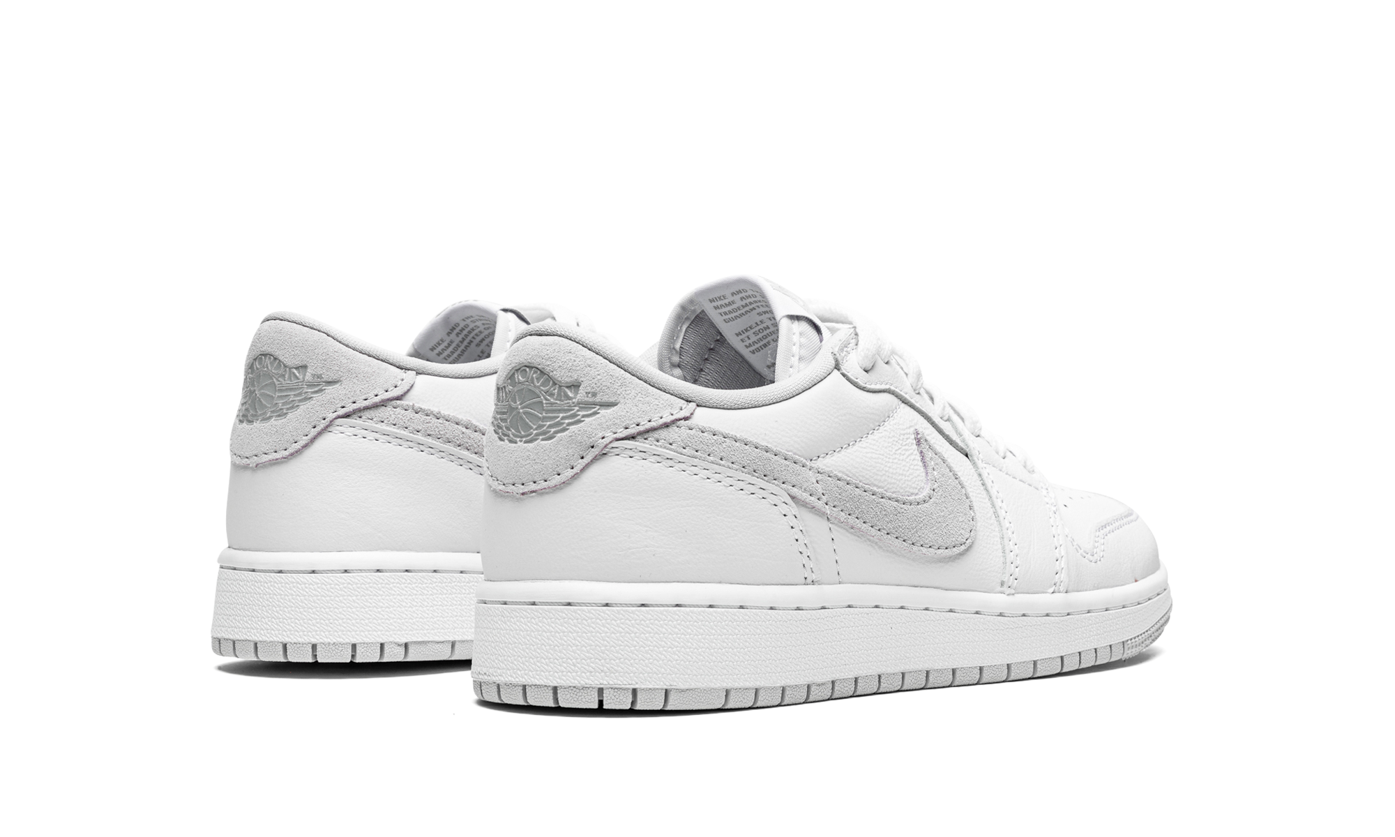 jordan 1 low og neutral grey 2021 gs+CZ0858-100+diagnol right behind view