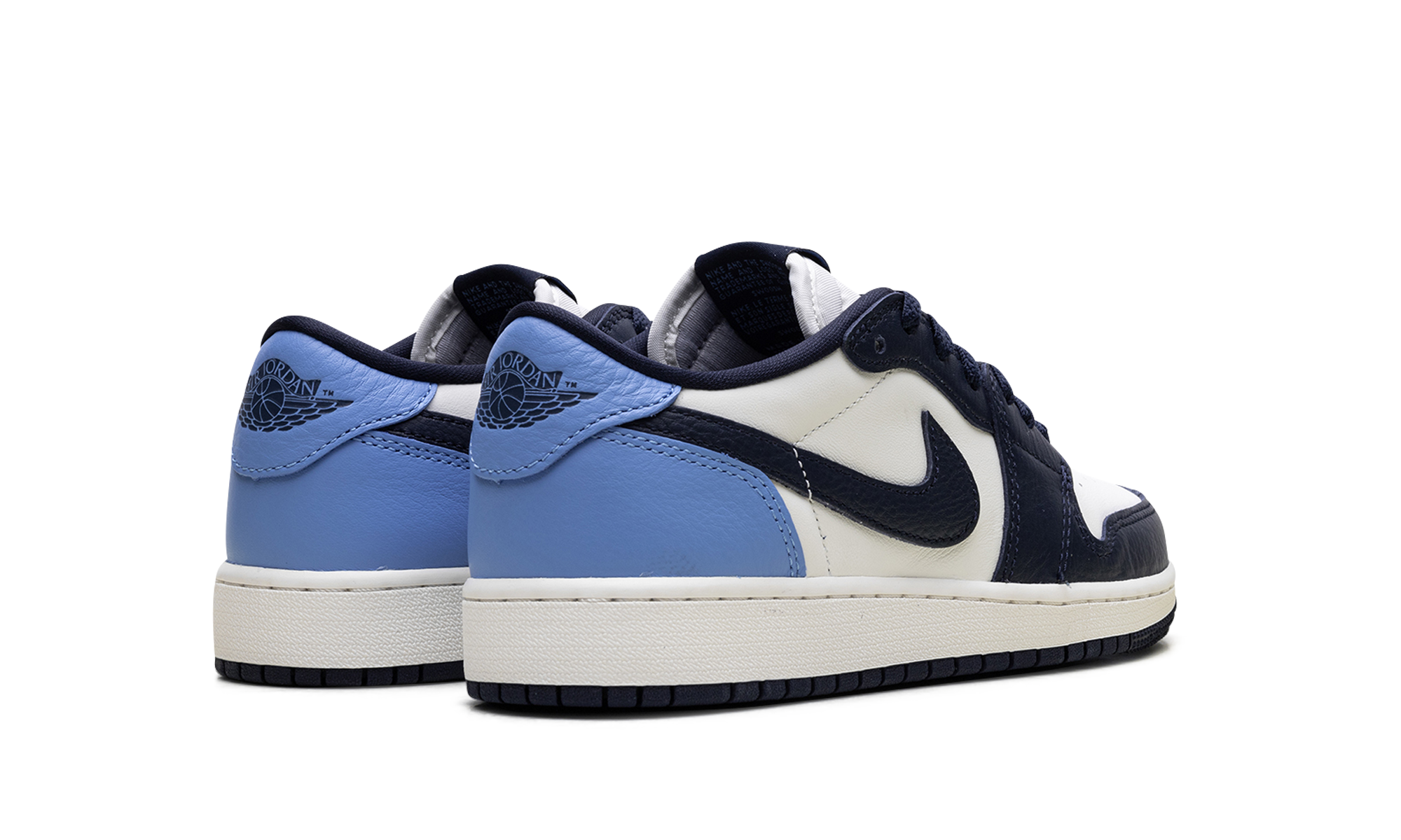 jordan 1 low og obsidian unc gs+CZ0858-400+diagnol right behind view