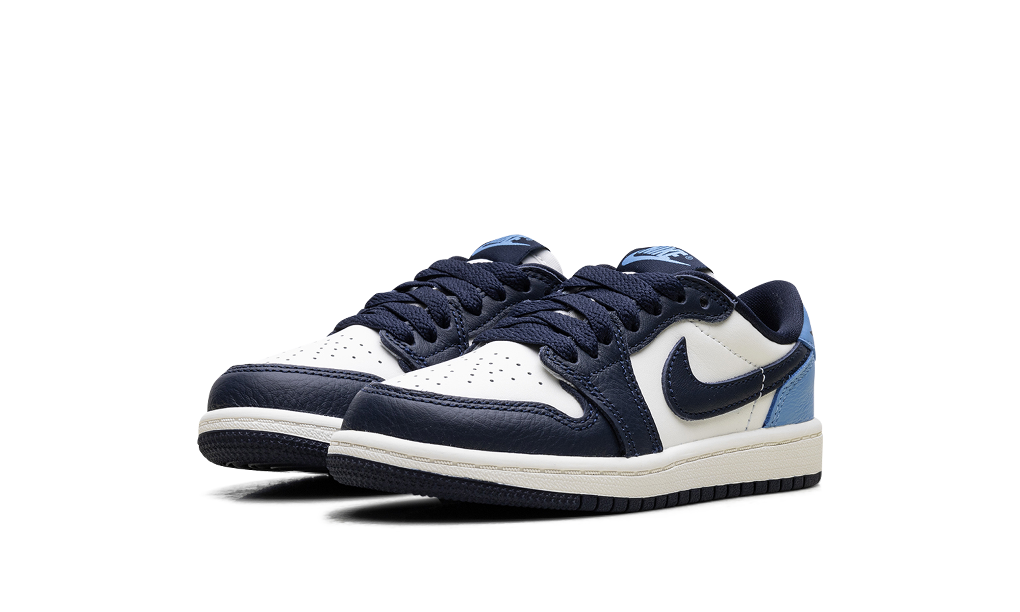 jordan 1 low og obsidian unc ps+FQ5436-400+diagnol left view