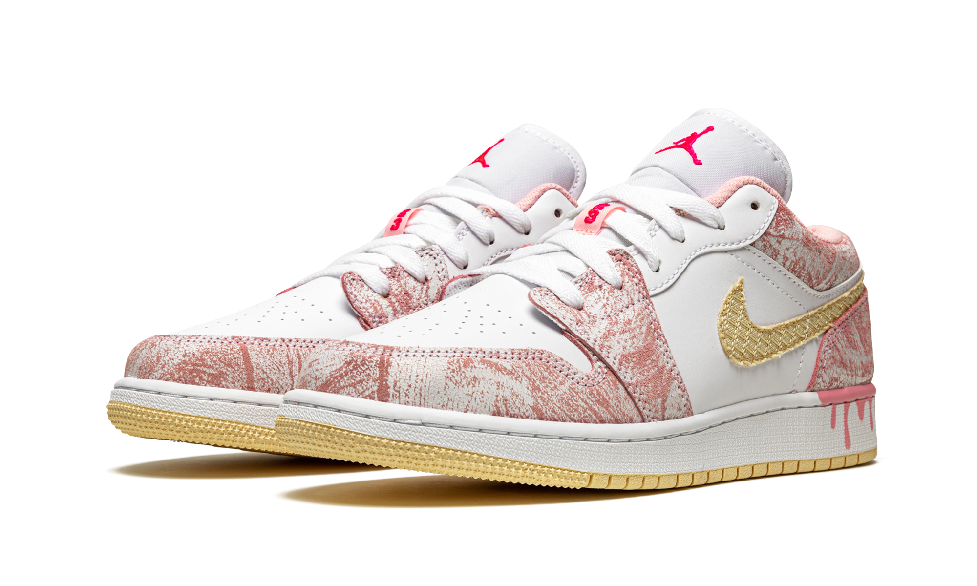 jordan 1 low paint drip gs+CW7104-601+diagnol left view