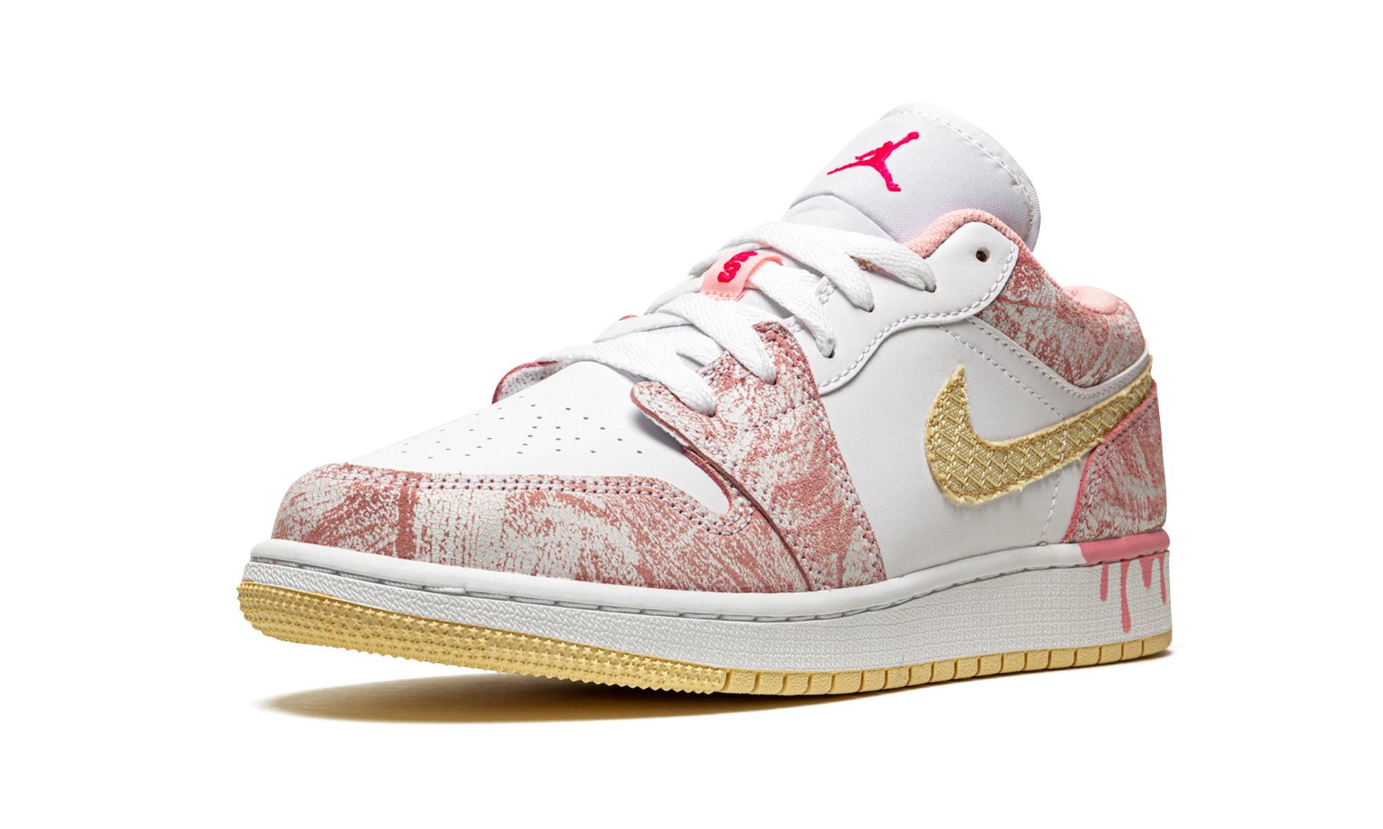 jordan 1 low paint drip gs+CW7104-601+left diagnol single view