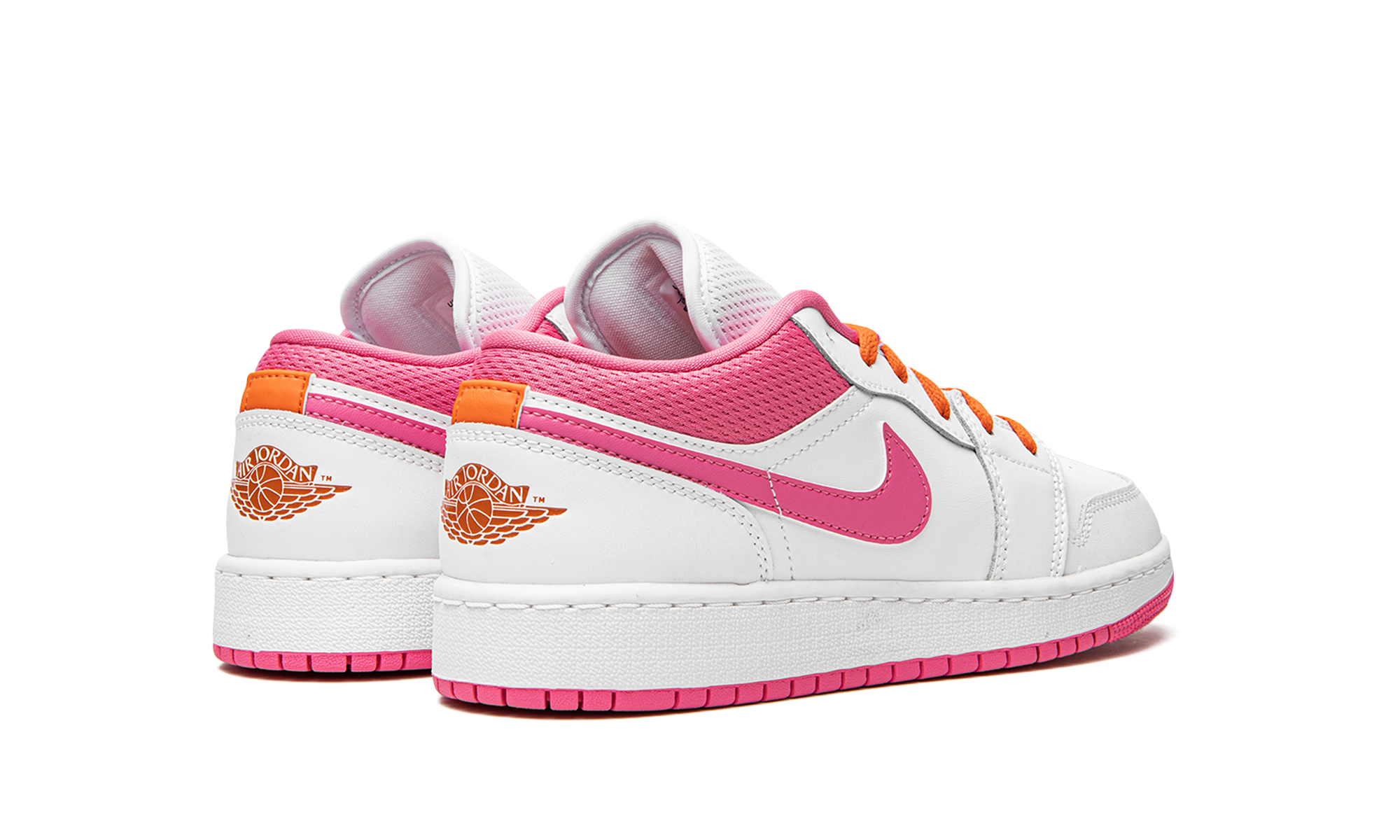 jordan 1 low pinksicle orange gs+DR9498-168+diagnol right behind view
