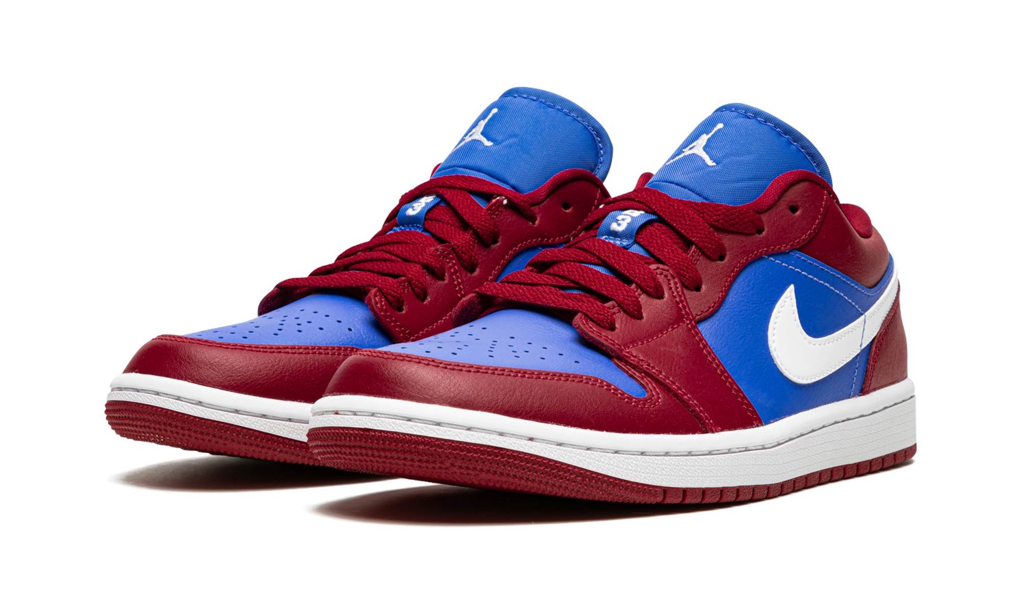 jordan 1 low pomegranate medium blue women s+DC0774-604+diagnol left view