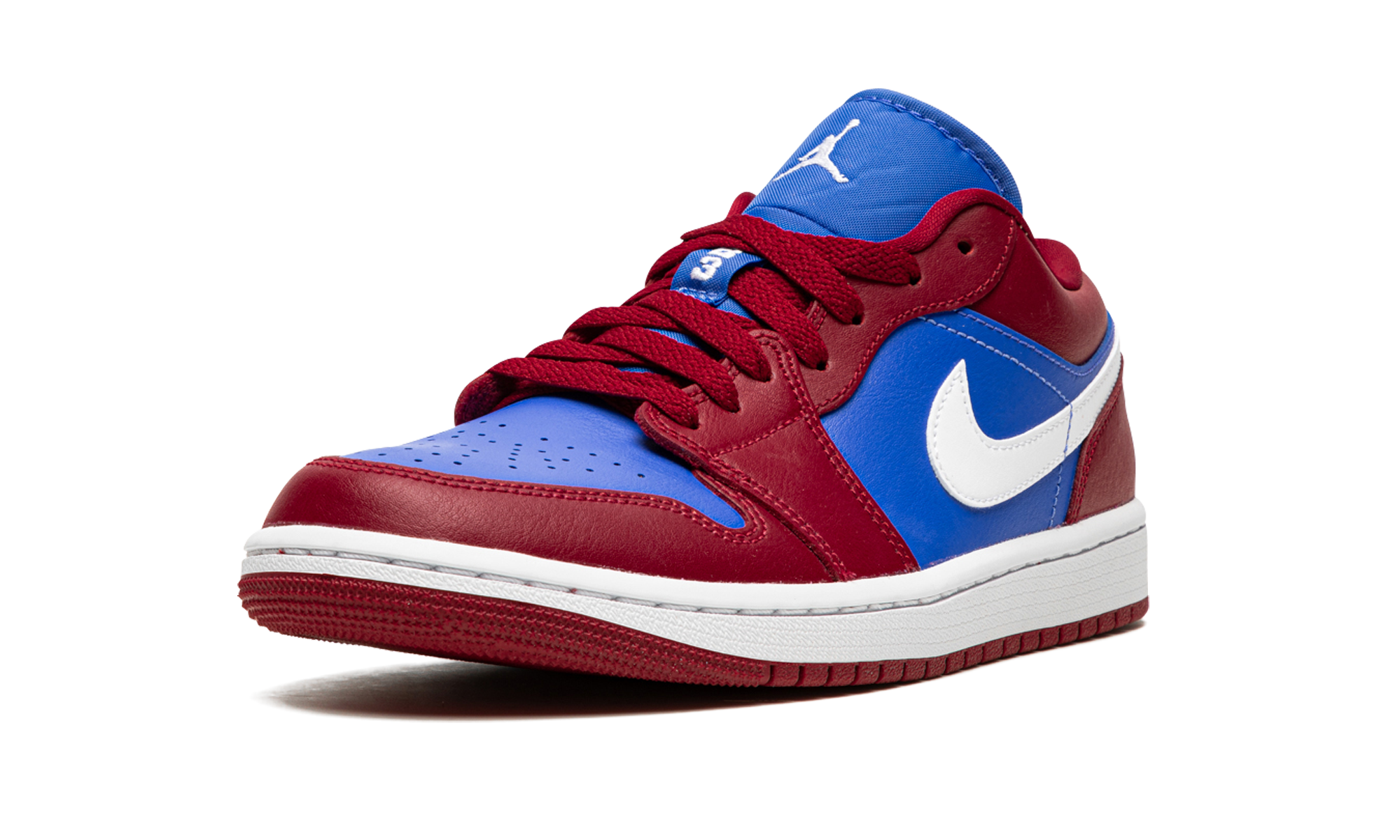 jordan 1 low pomegranate medium blue women s+DC0774-604+left diagnol single view