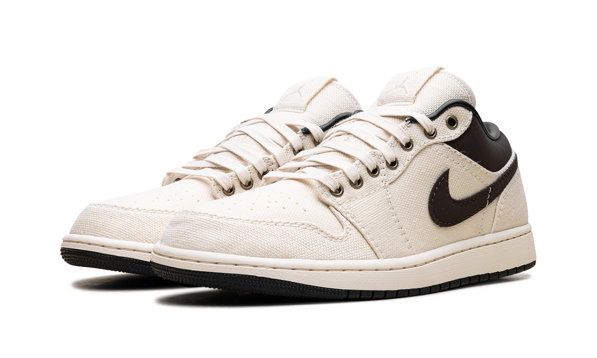 jordan 1 low premium pale ivory off noir baroque brown+IB8058-110+diagnol left view