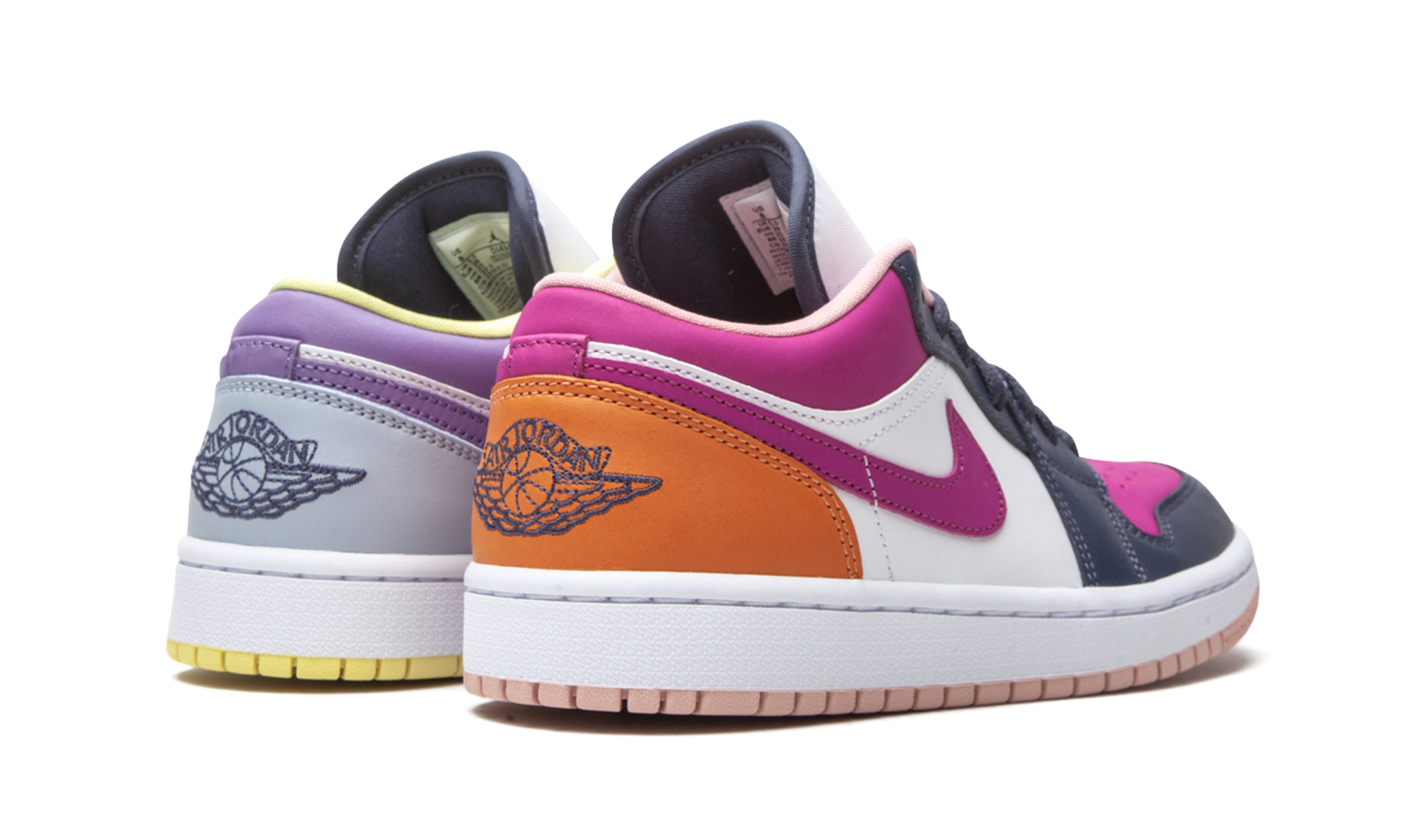 jordan 1 low purple magenta women s+DJ4342-400+diagnol right behind view