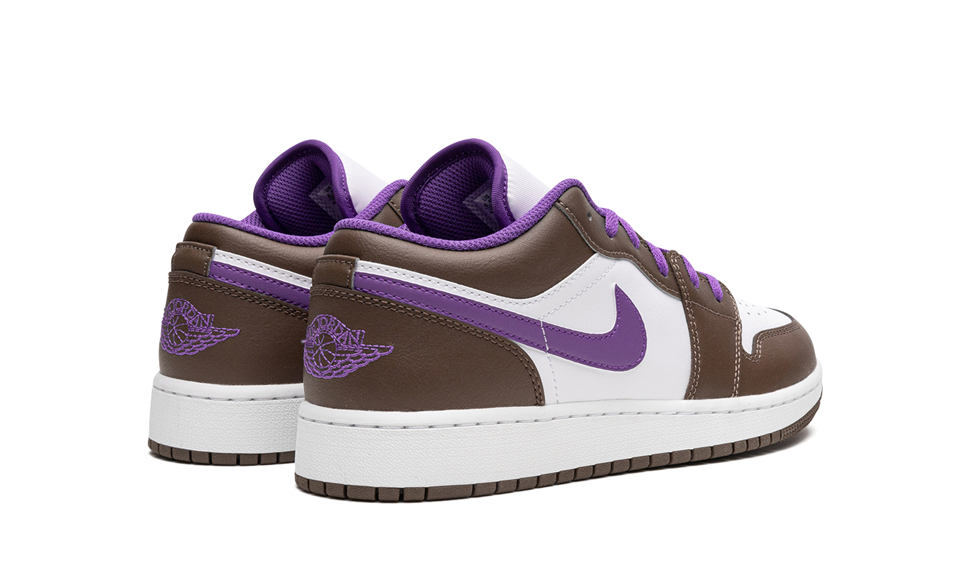 jordan 1 low purple mocha gs+553560-215+diagnol right behind view