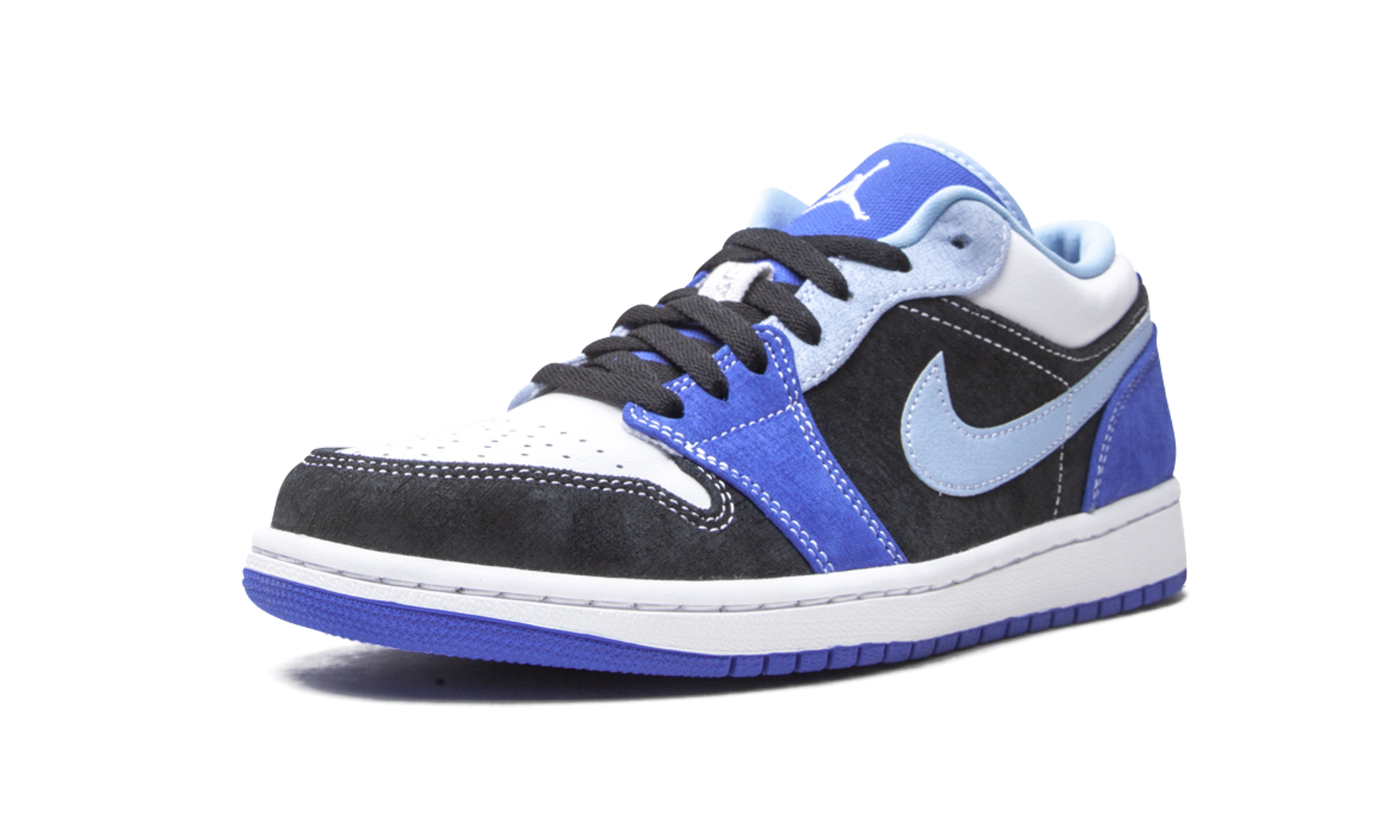 jordan 1 low racer blue white+DH0206-400+left diagnol single view