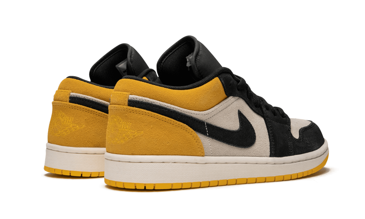 jordan 1 low sail university gold black+553558-127+diagnol right behind view