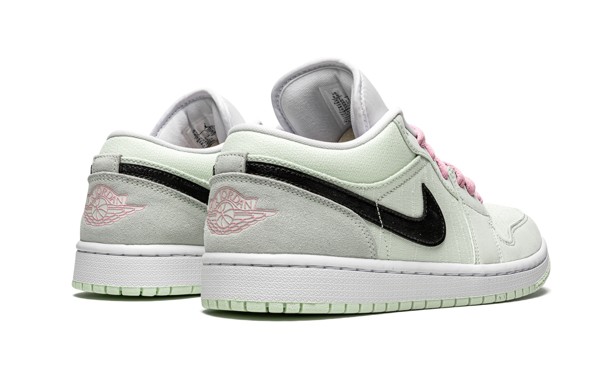 jordan 1 low se barely green women s+CZ0776-300+diagnol right behind view