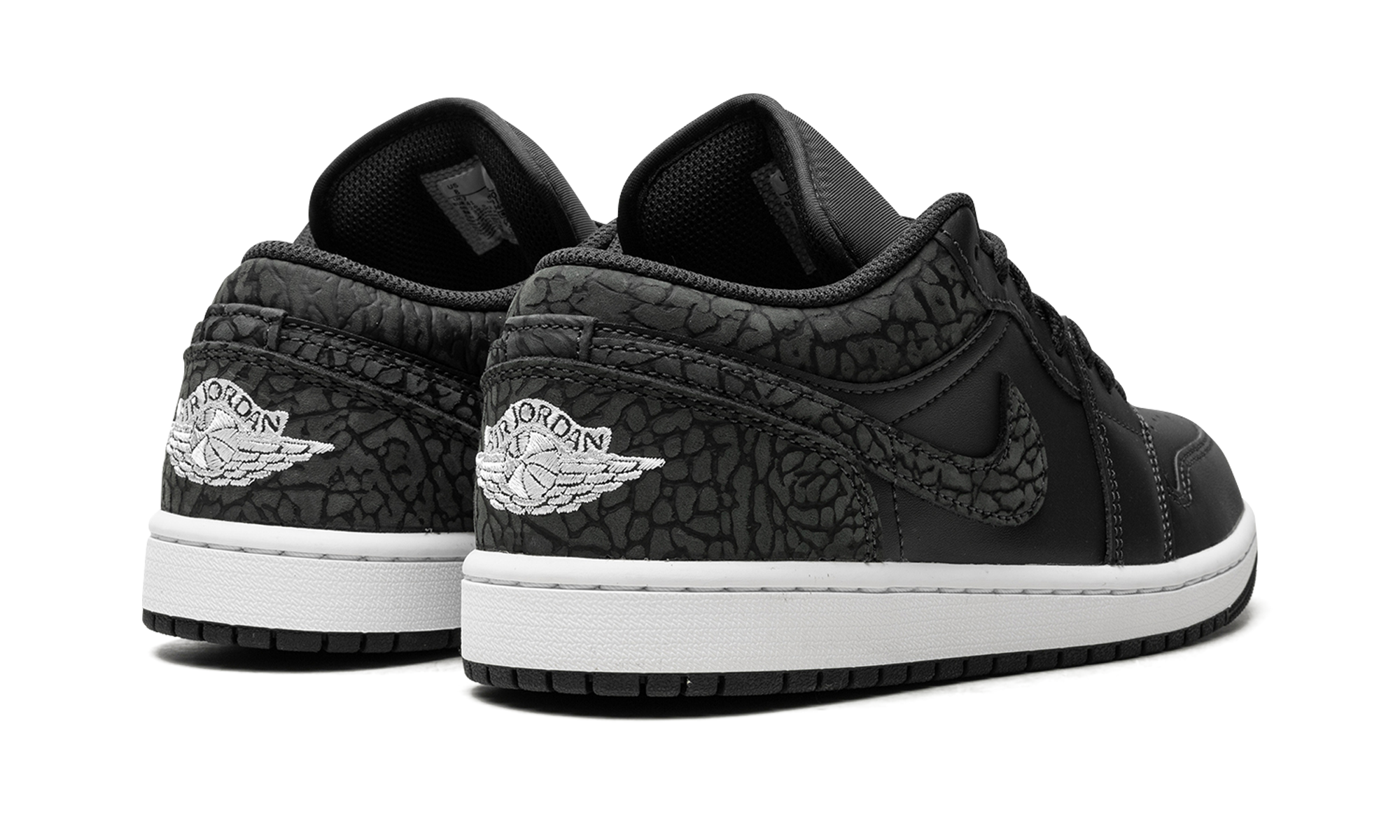 jordan 1 low se black elephant+FB9907-001+diagnol right behind view