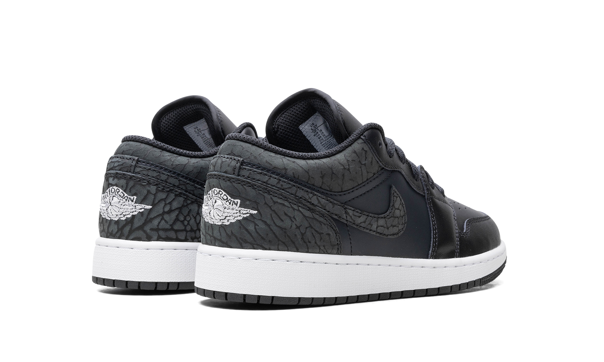 jordan 1 low se black elephant gs+FB9908-001+diagnol right behind view