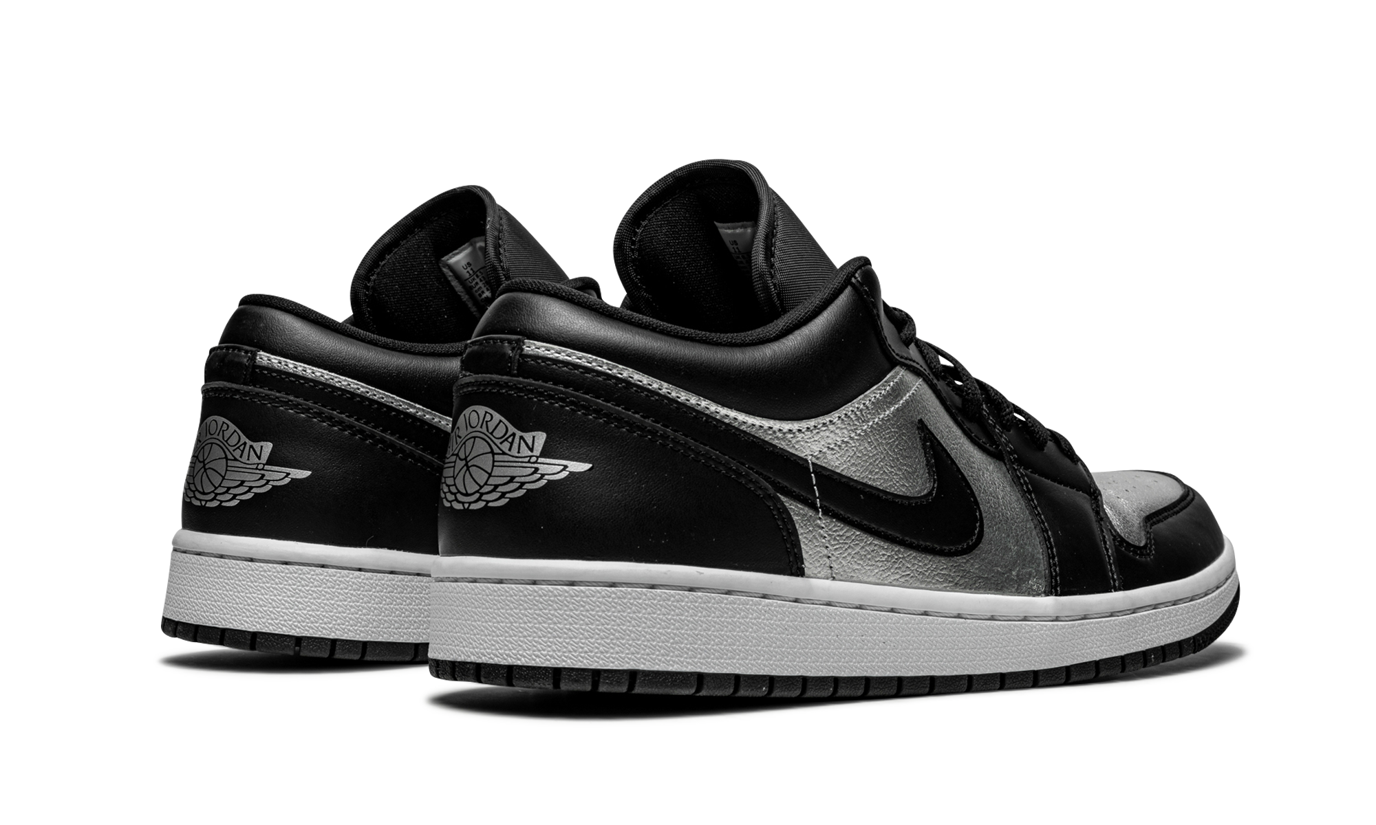 jordan 1 low se black metallic silver women s+DA5551-001+diagnol right behind view