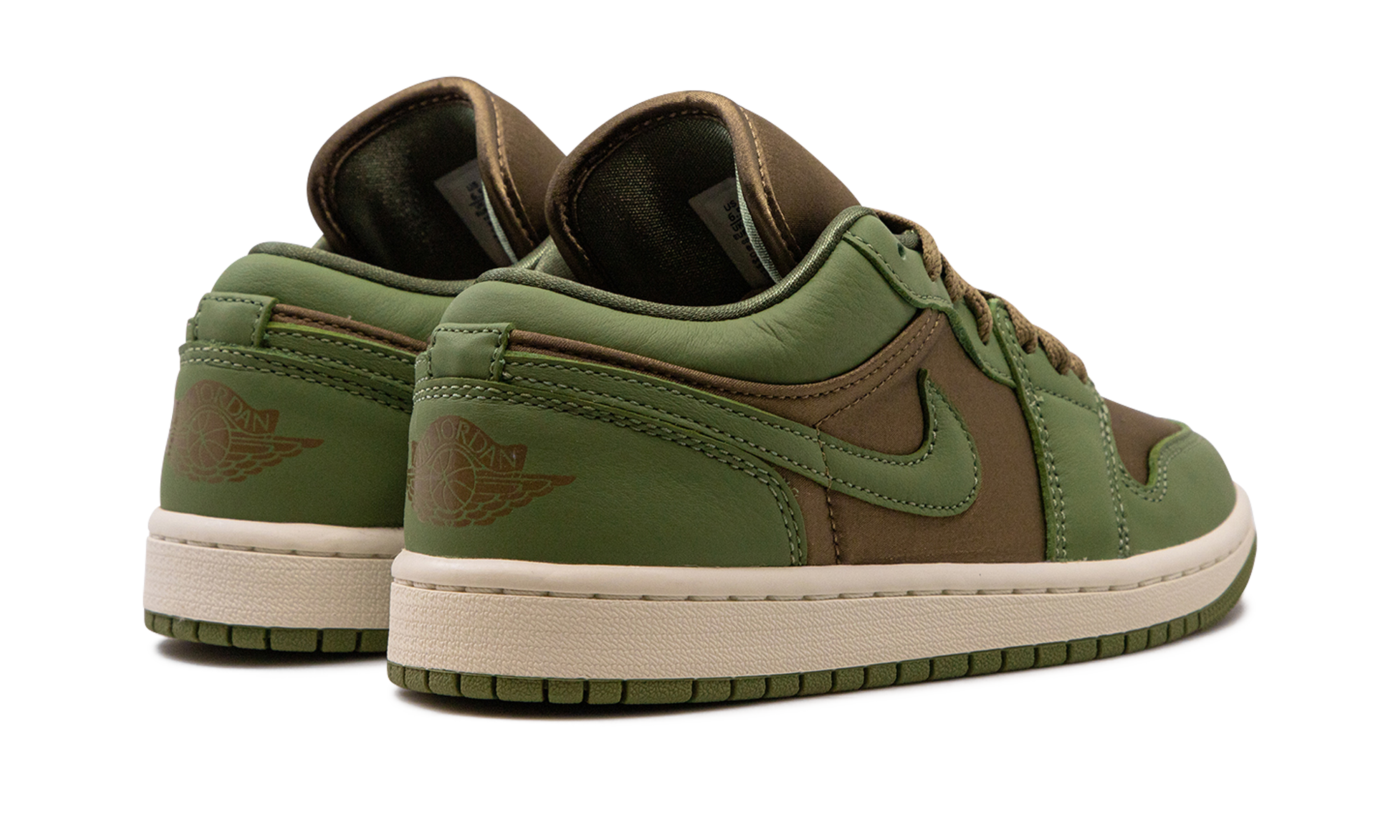 jordan 1 low se brown kelp sky j light olive women s+FB9893-300+diagnol right behind view