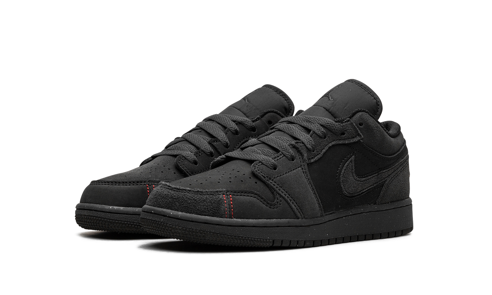 jordan 1 low se craft dark smoke red gs+FQ7757-001+diagnol left view