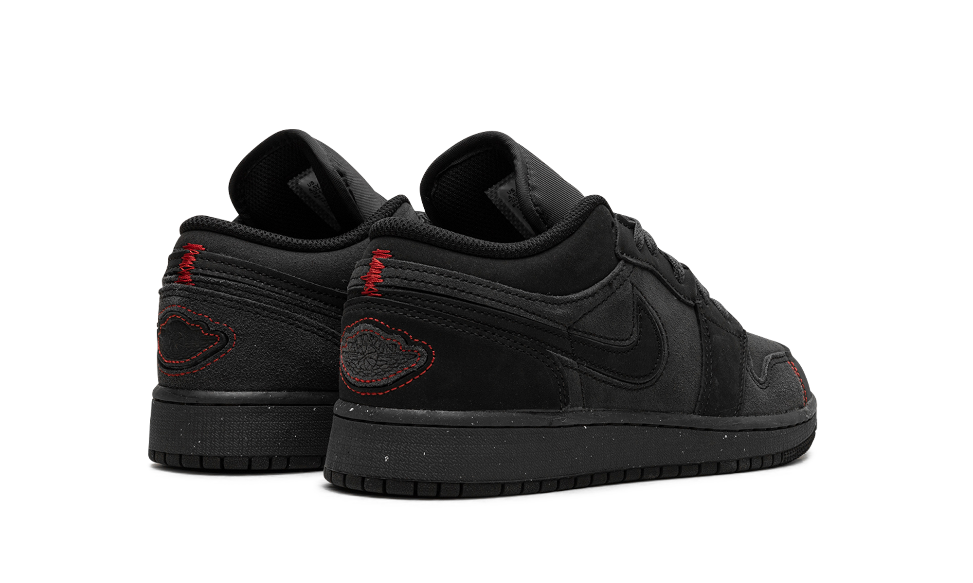 jordan 1 low se craft dark smoke red gs+FQ7757-001+diagnol right behind view