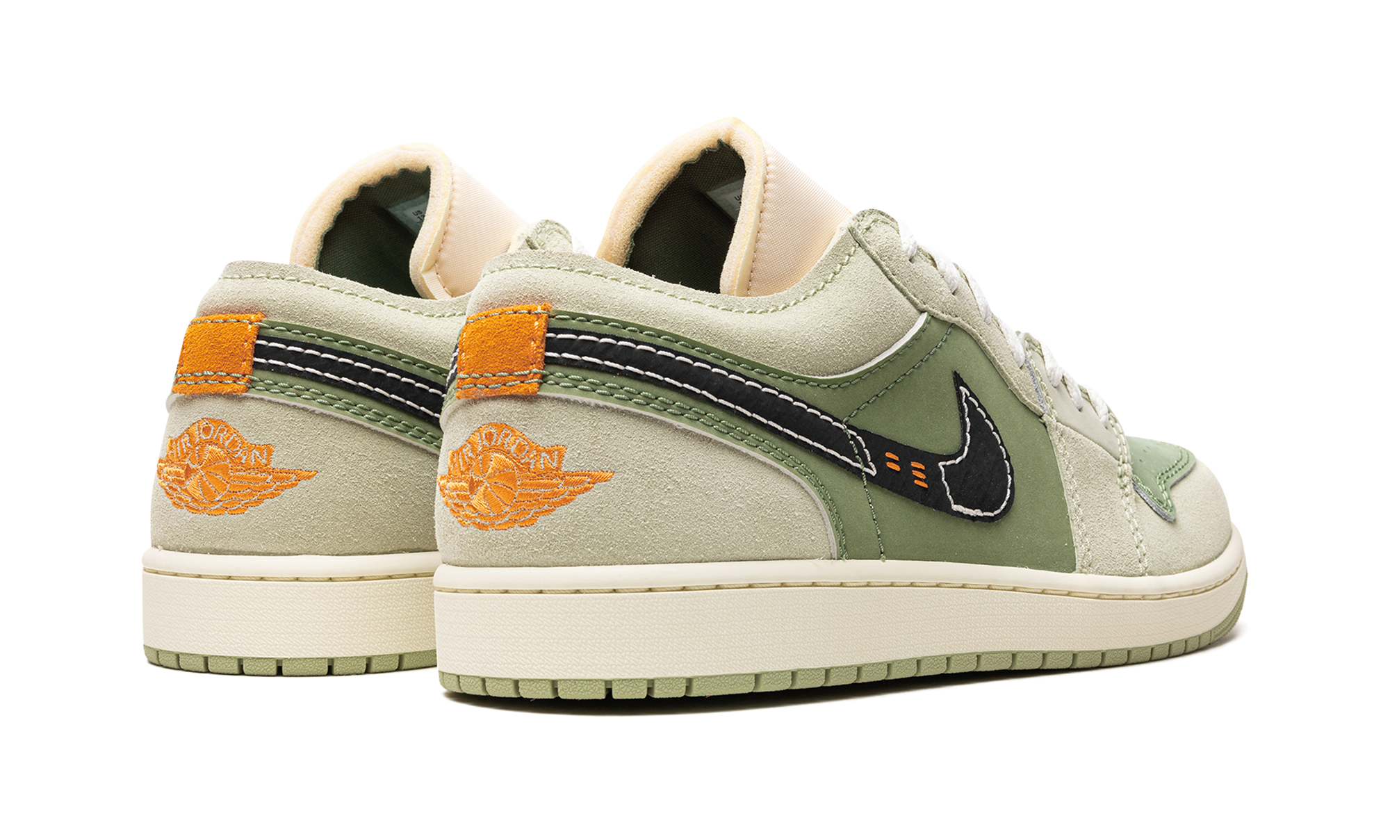 jordan 1 low se craft light olive+FD6819-300+diagnol right behind view