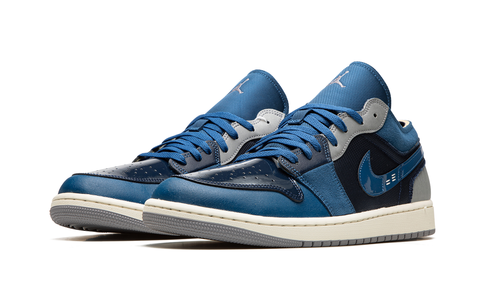 jordan 1 low se craft obsidian french blue ashen slate white+DR8867-400+diagnol left view