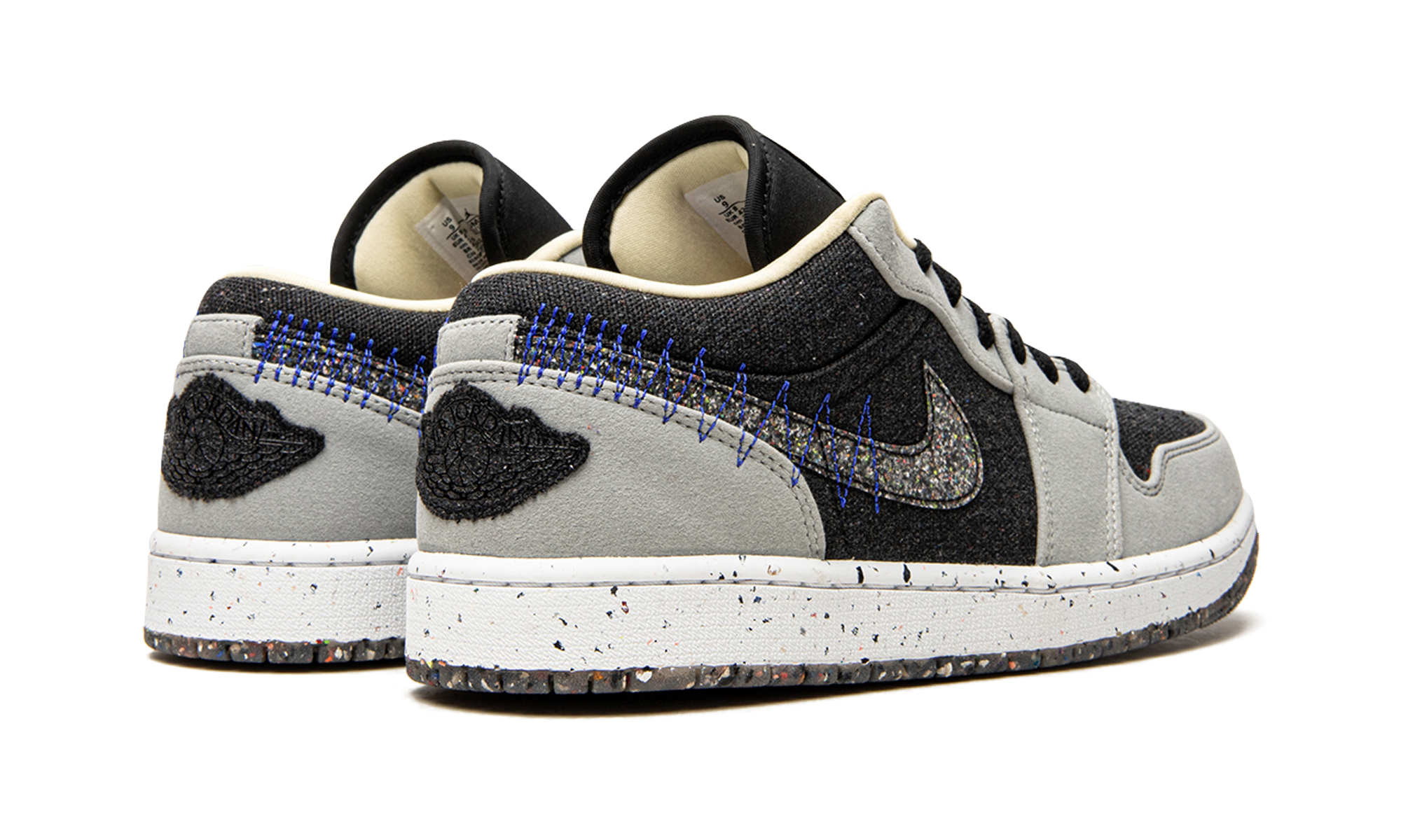 jordan 1 low se crater black grey+DM4657-001+diagnol right behind view