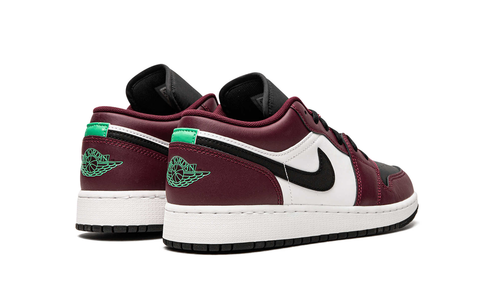 jordan 1 low se dark beetroot roma green gs+DM0589-635+diagnol right behind view