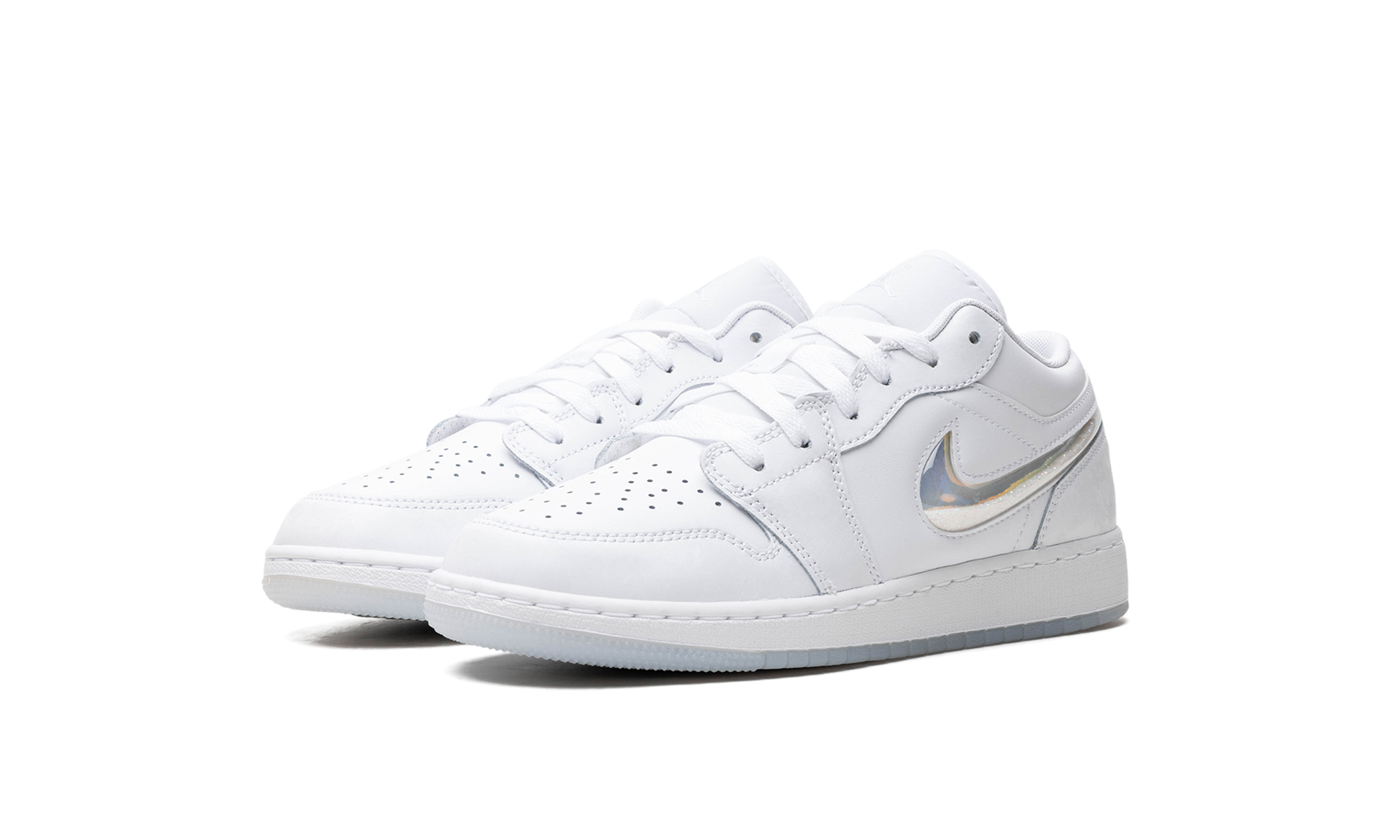 jordan 1 low se glitter swoosh gs+FQ9112-100+diagnol left view