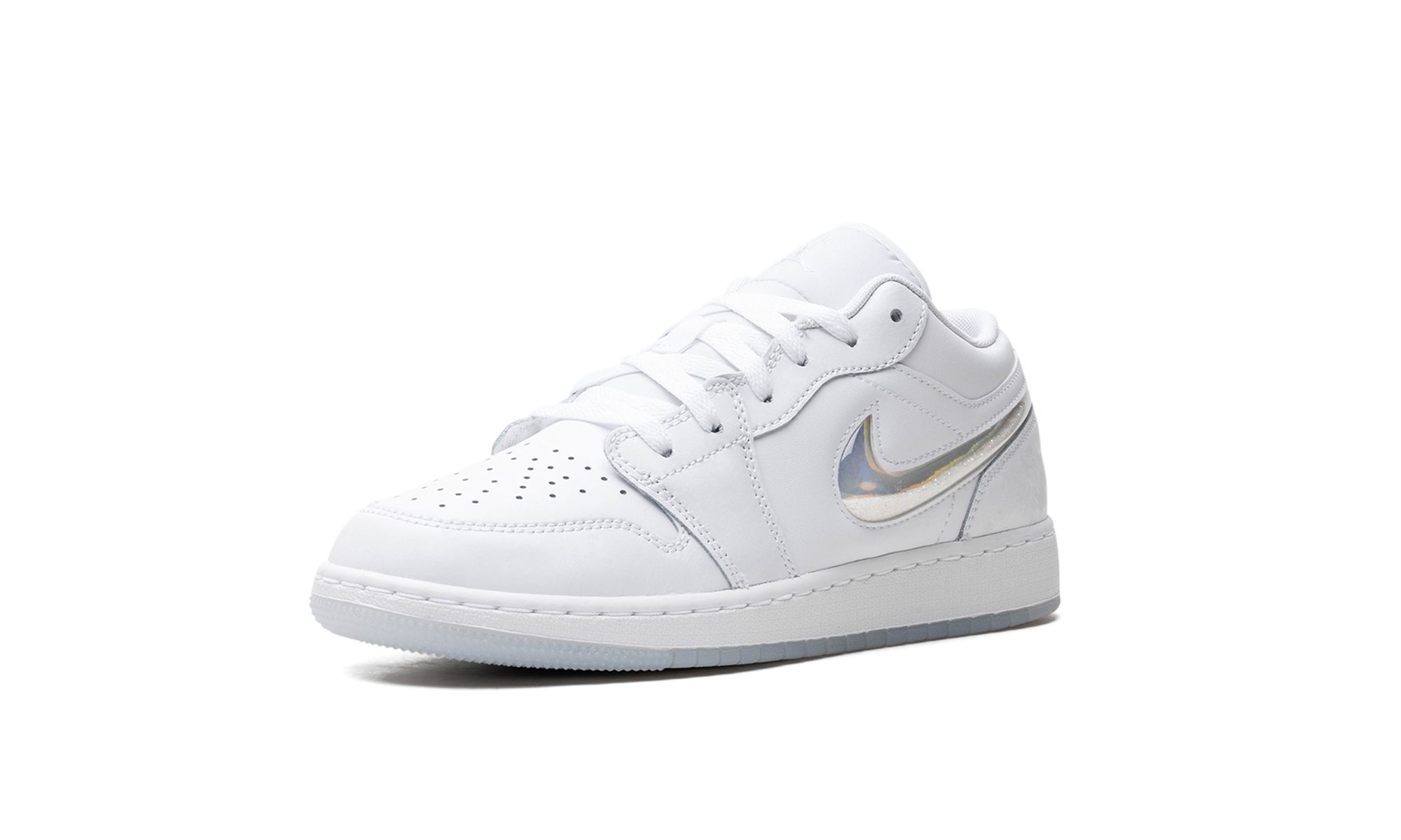 jordan 1 low se glitter swoosh gs+FQ9112-100+left diagnol single view