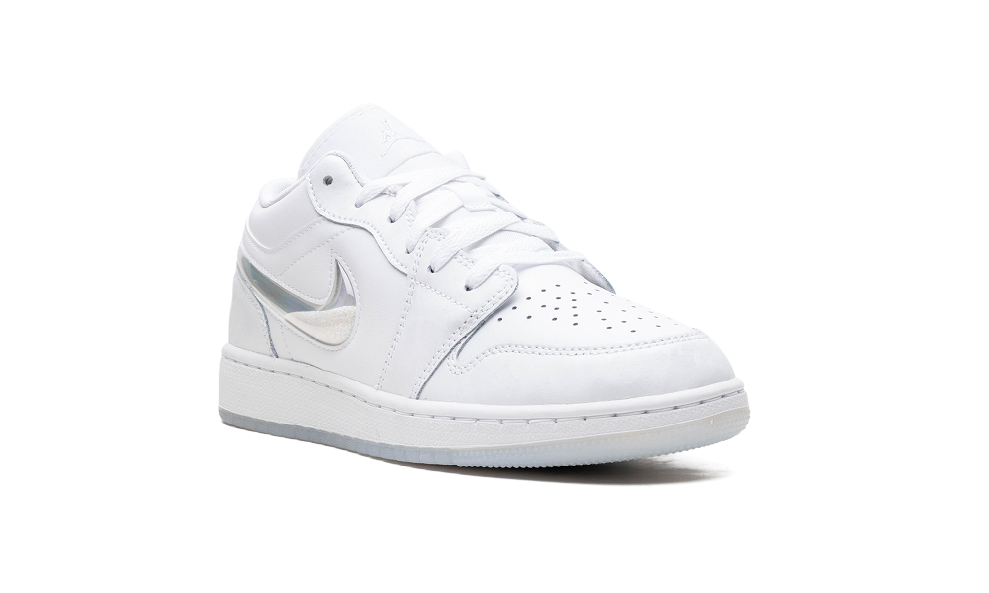 jordan 1 low se glitter swoosh gs+FQ9112-100+diagnol right view
