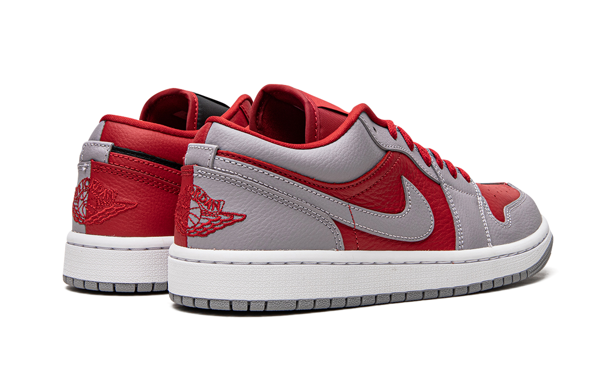 jordan 1 low se homage split gym red cement grey women s+DR0502-600+diagnol right behind view