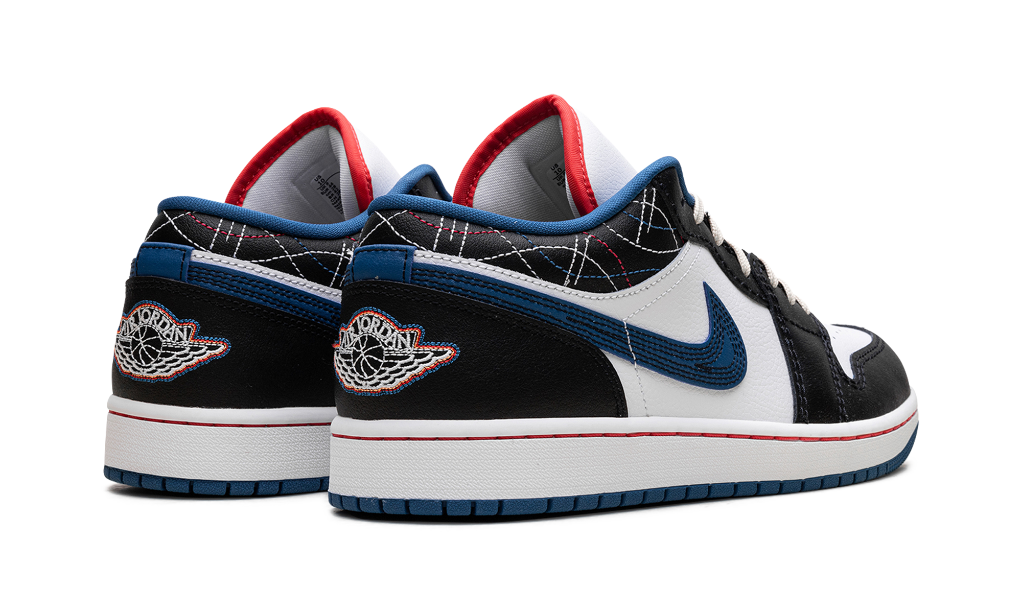 jordan 1 low se industrial blue sashiko+FV3622-141+diagnol right behind view