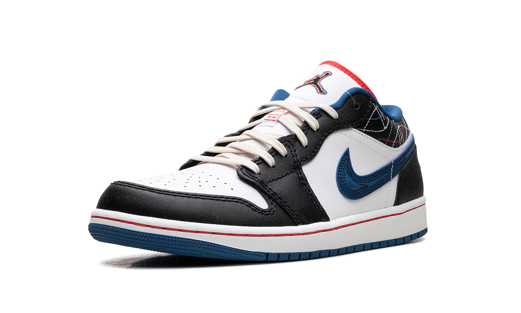 jordan 1 low se industrial blue sashiko+FV3622-141+left diagnol single view