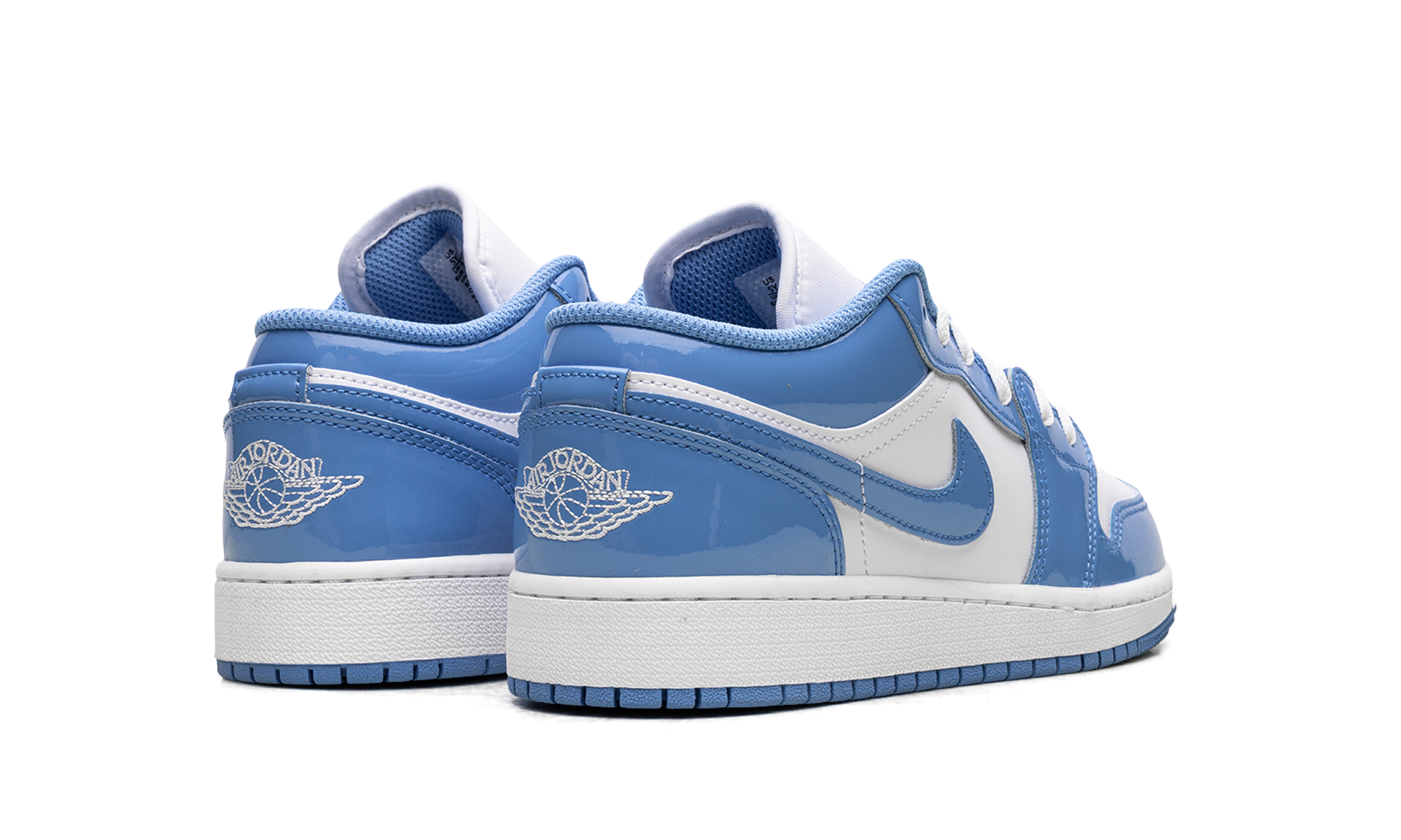 jordan 1 low se legend blue patent gs+FZ3929-114+diagnol right behind view