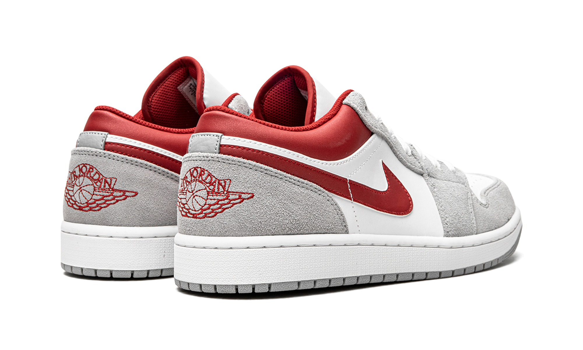 jordan 1 low se light smoke grey gym red+DC6991-016+diagnol right behind view