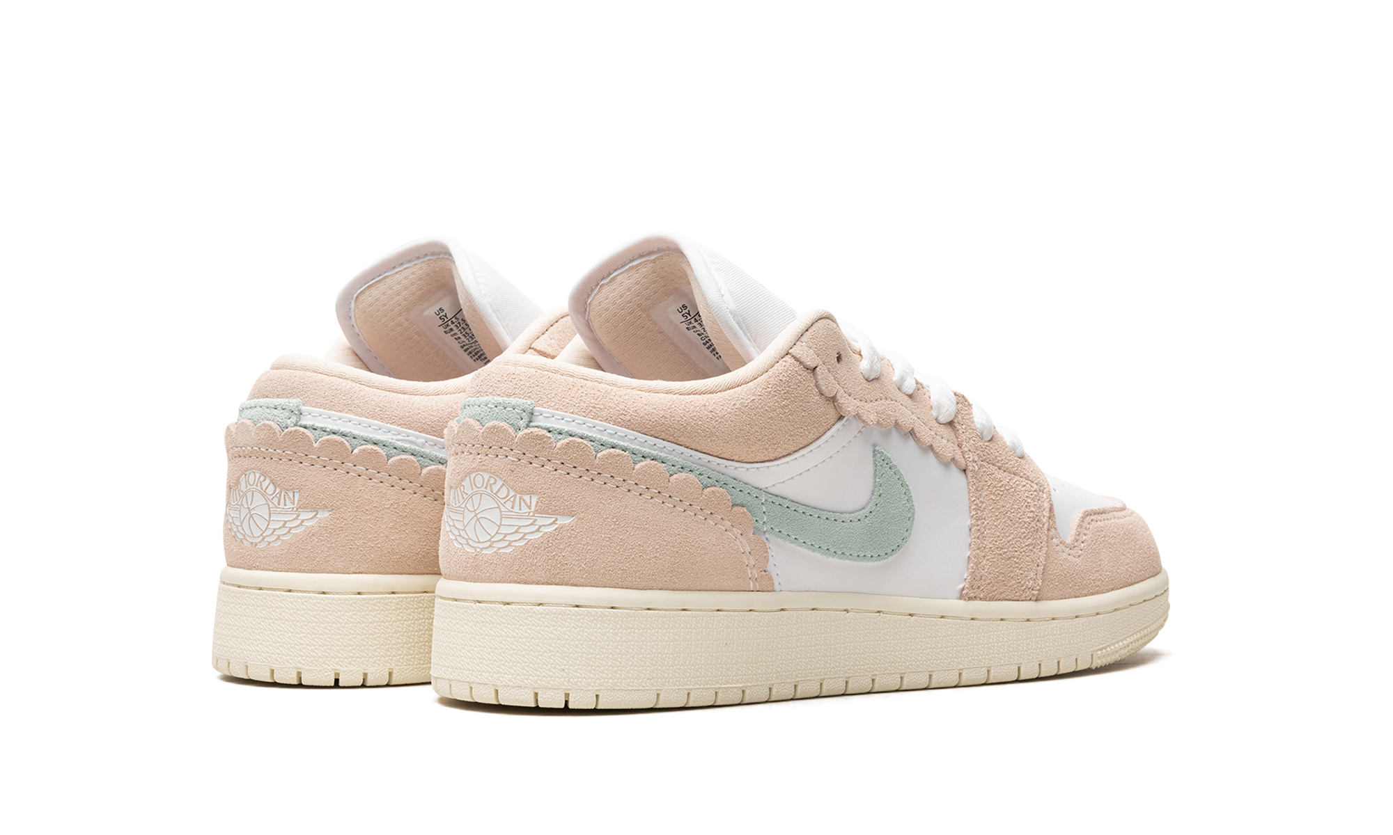 jordan 1 low se scalloped edge guava ice gs+DZ5356-800+diagnol right behind view